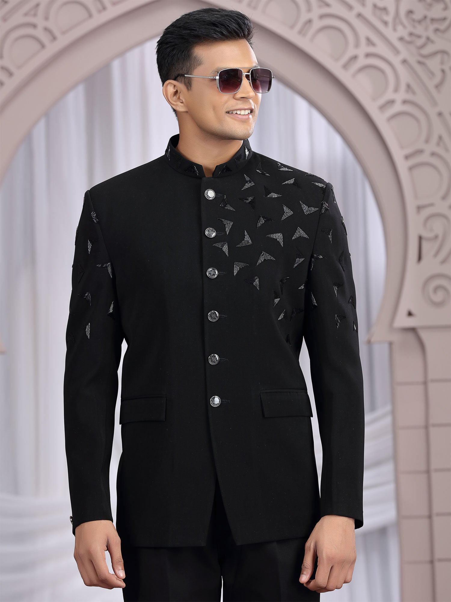 Black Wedding Wear Jodhpuri Suit In Italian Fabric
