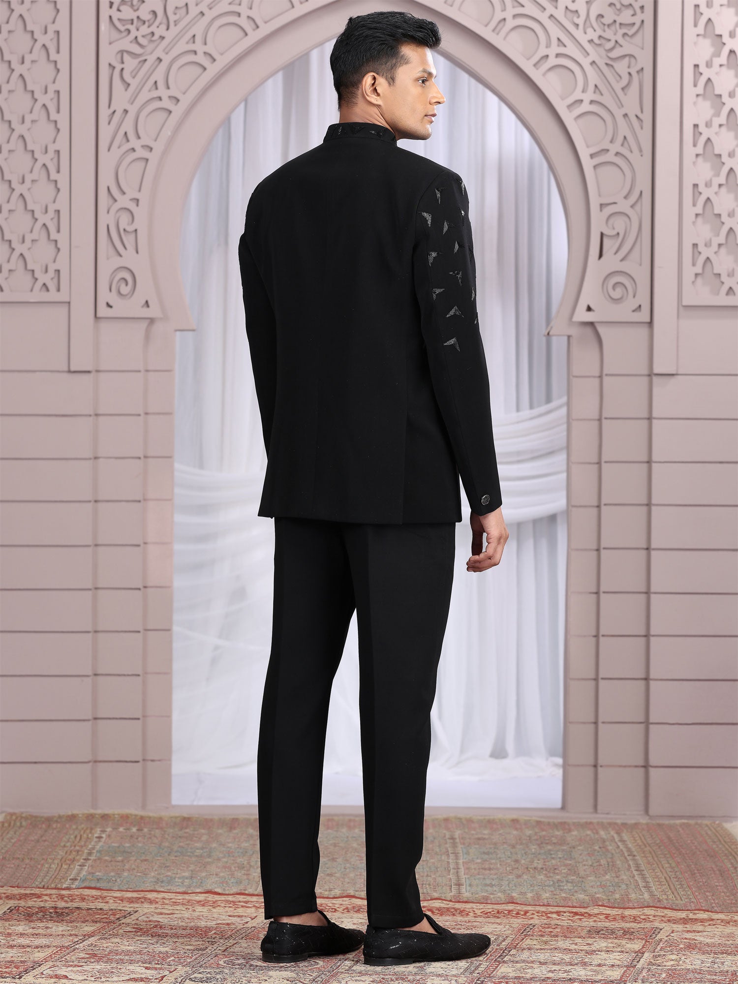 Black Wedding Wear Jodhpuri Suit In Italian Fabric