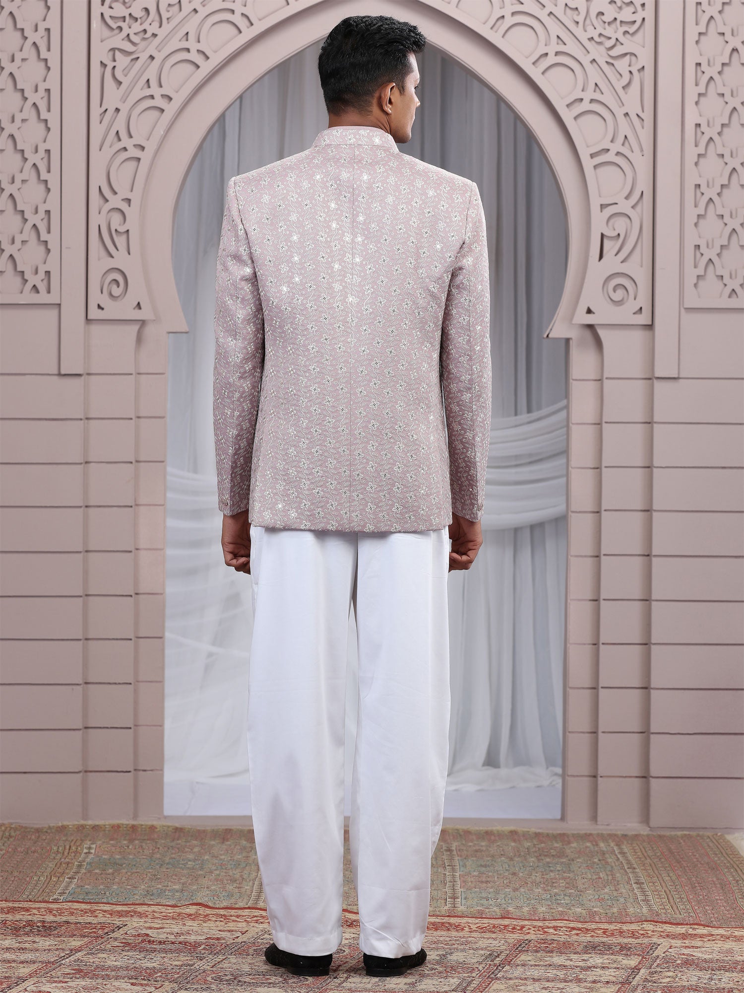 Lilac Sequins Work Augmented Jodhpuri Suit