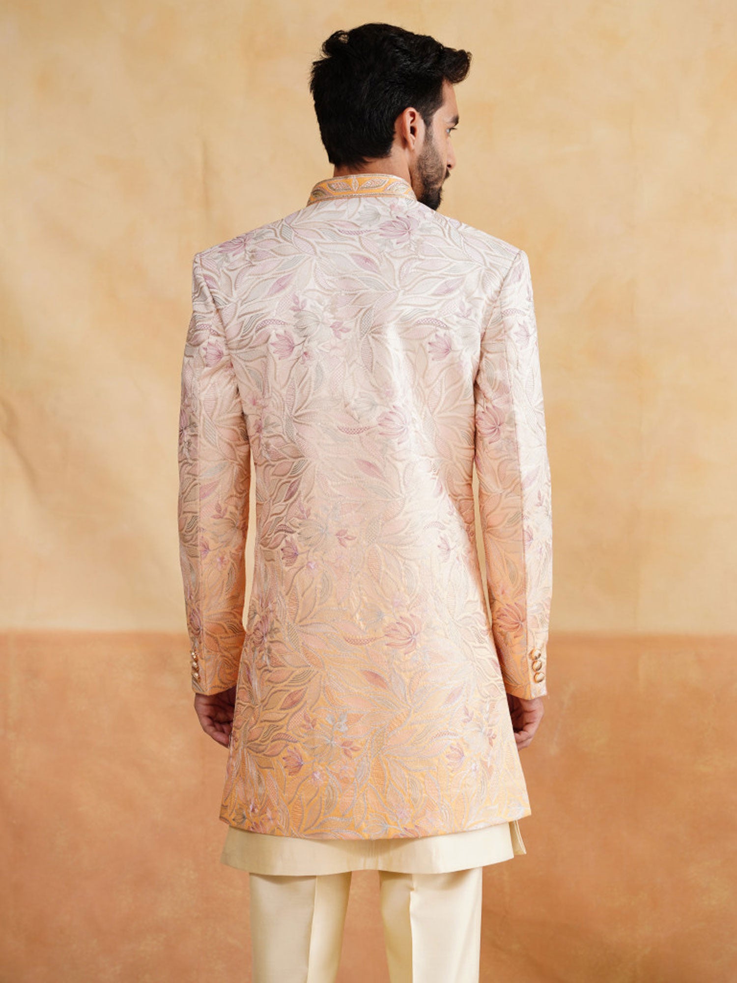 Light Yellow Indo Western With Shaded Jacket