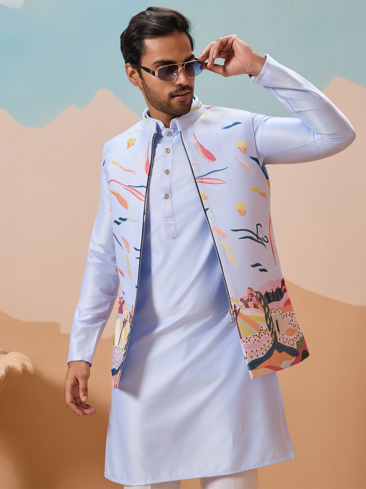 Blue Menswear Readymade Kurta Pyjama Set
