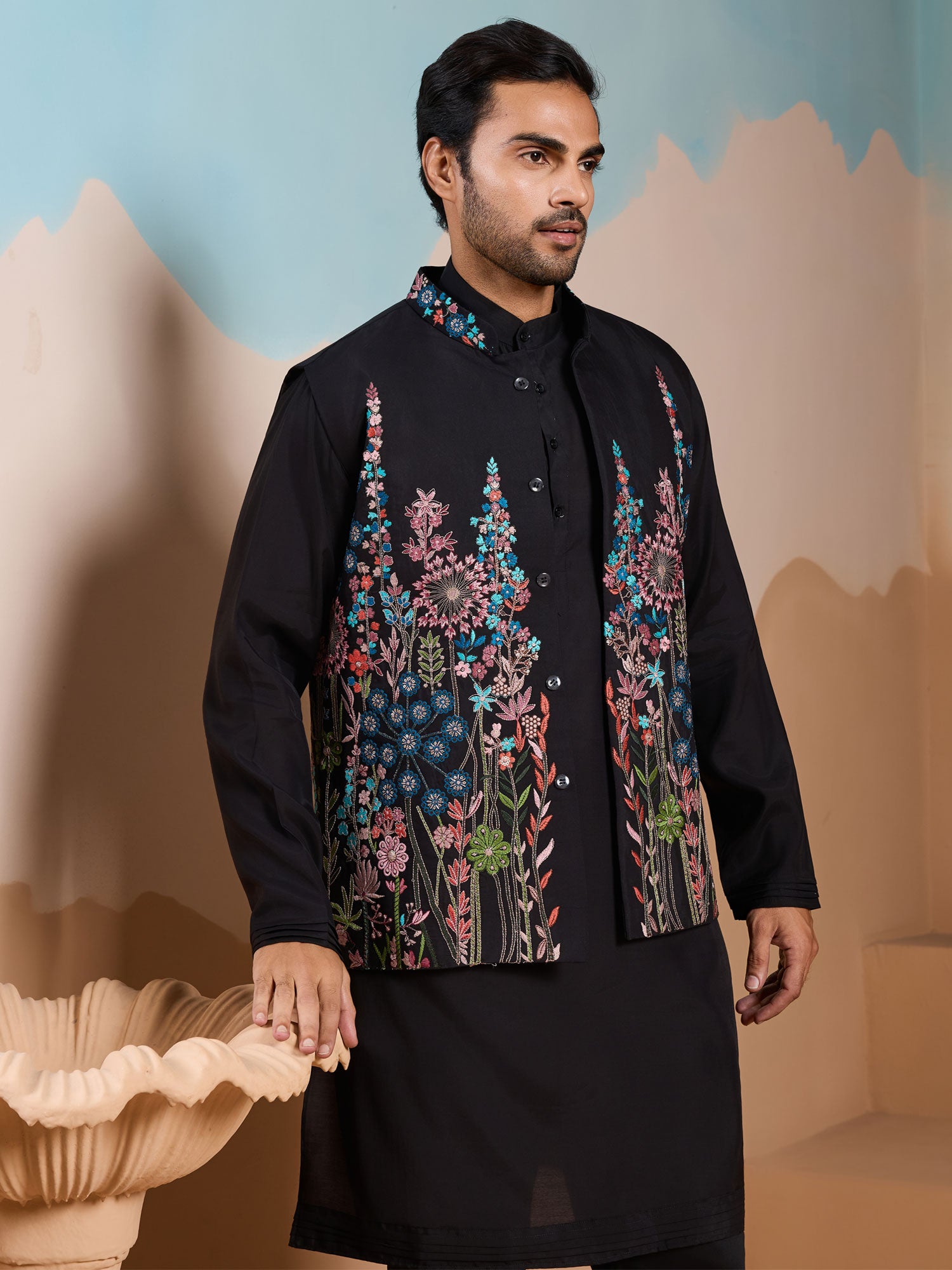 Black Sequins Enhanced Readymade Kurta Set