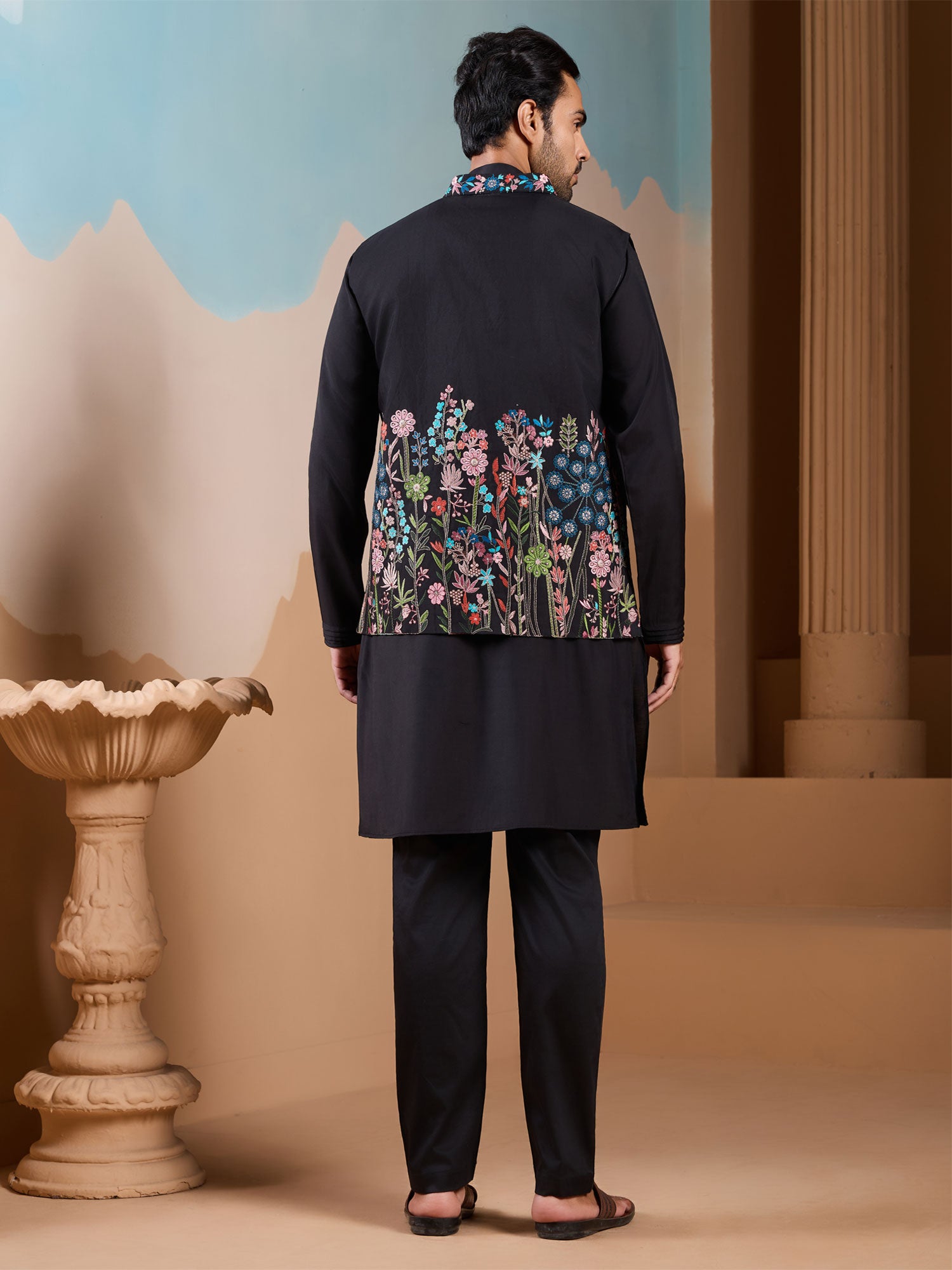 Black Sequins Enhanced Readymade Kurta Set