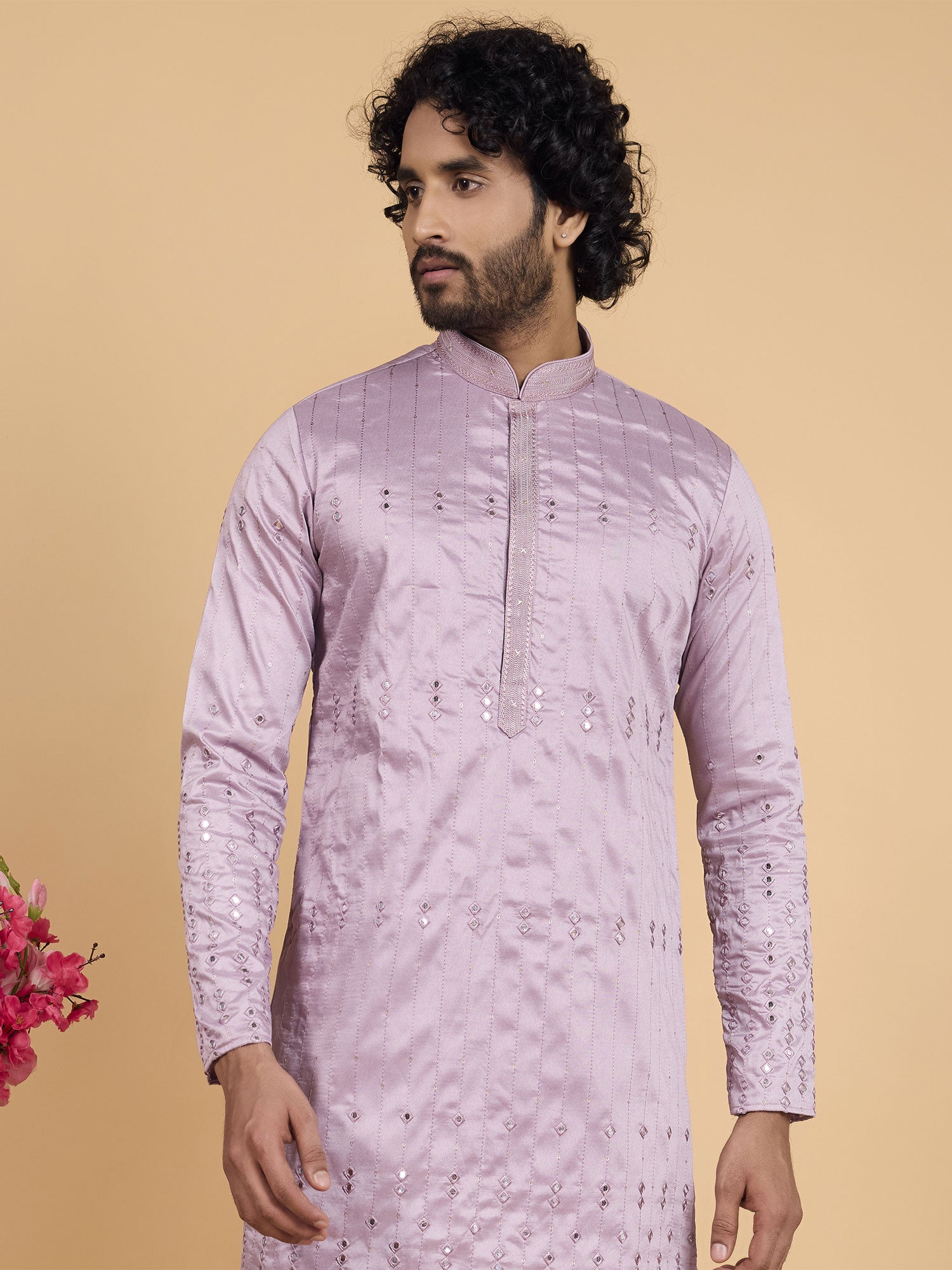 Purple Menswear Festive Kurta Pyjama Set