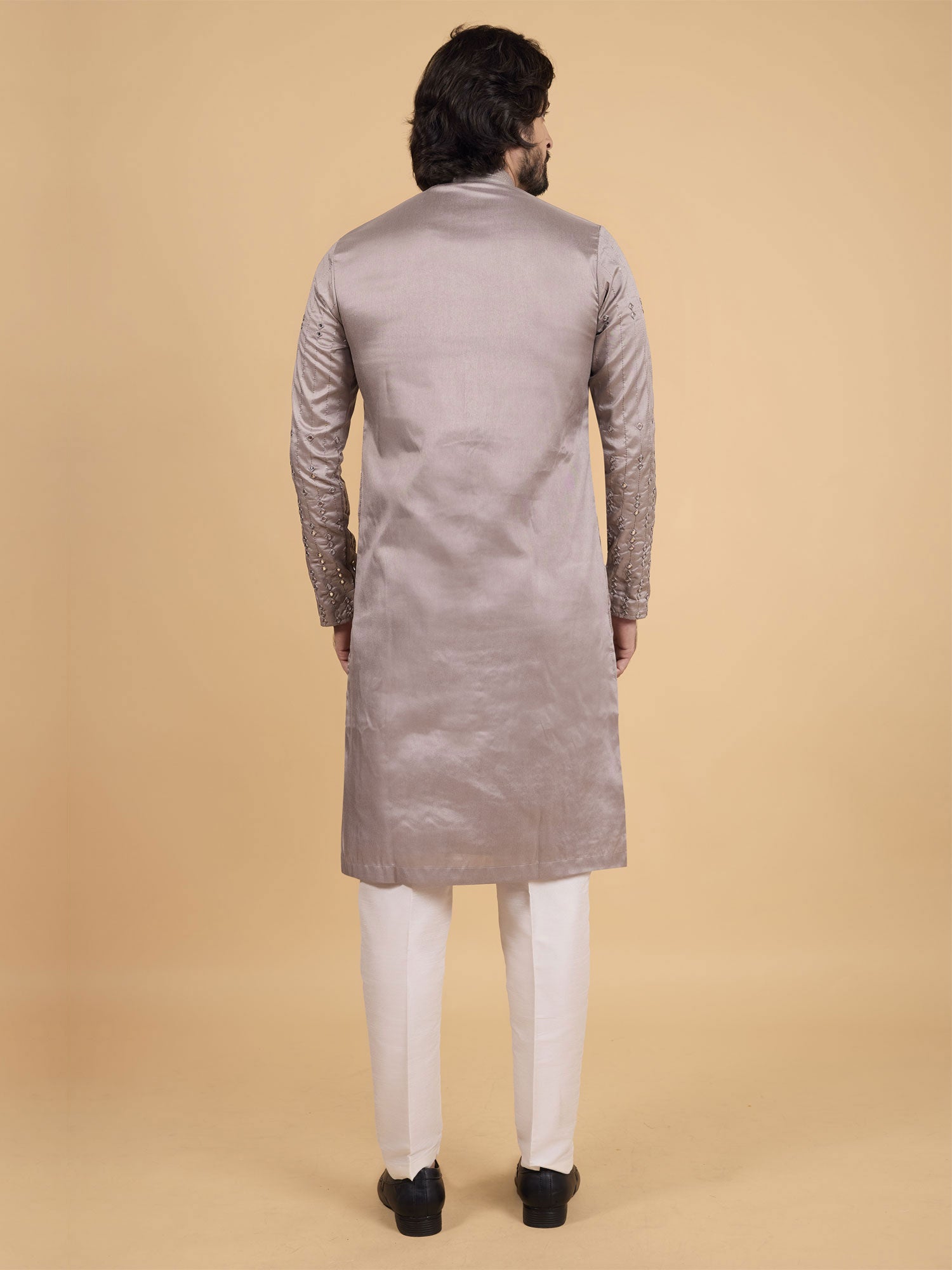 Brown Sequins Work Embroidered Kurta Set