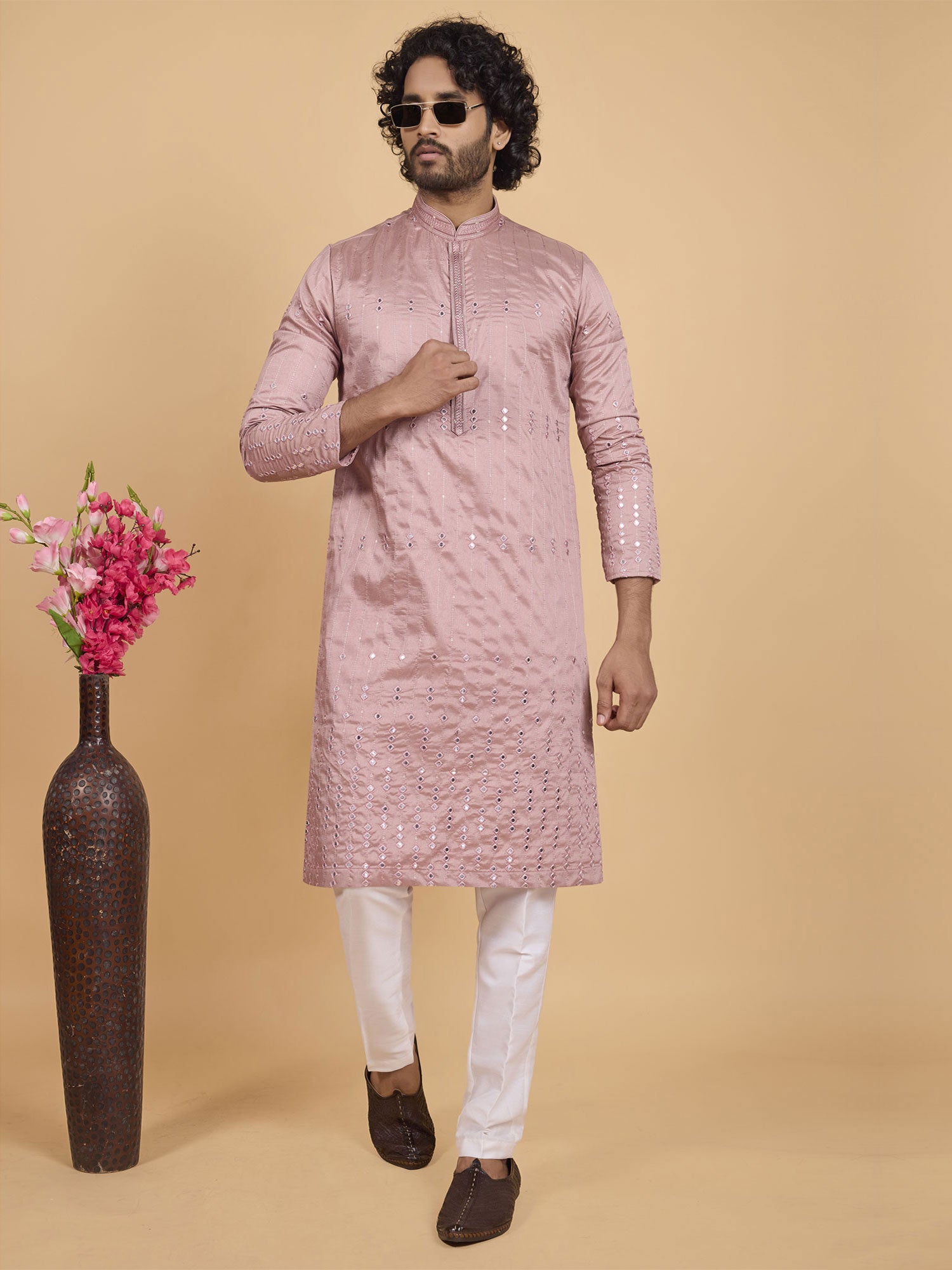 Pink Festive Wear Readymade Kurta Pyjama