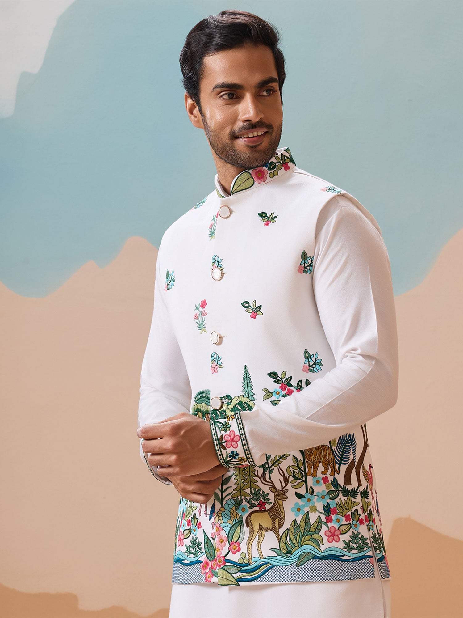 White Embroidered Readymade Kurta Set