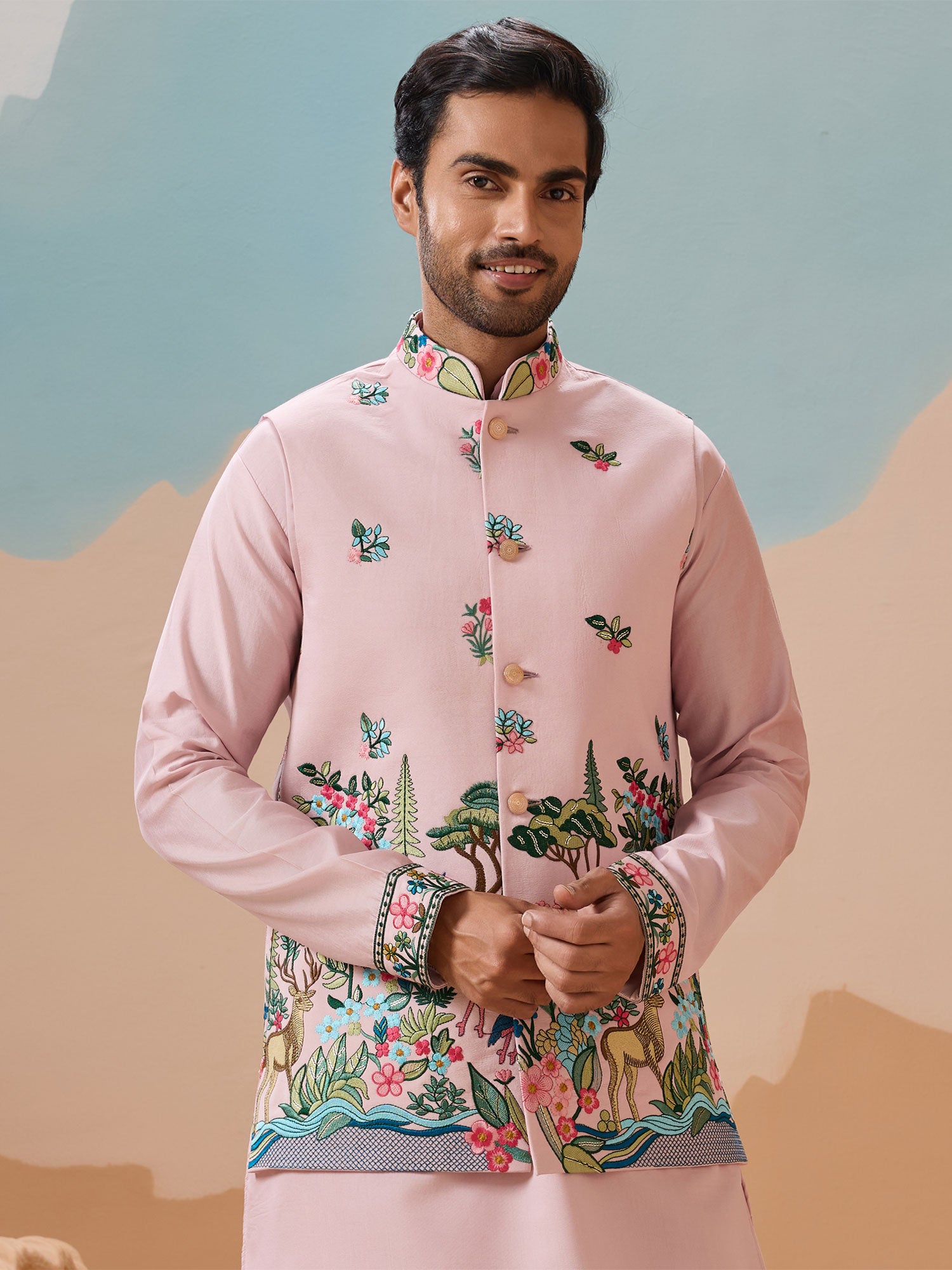 Pink Thread Embellished Festive Kurta Set