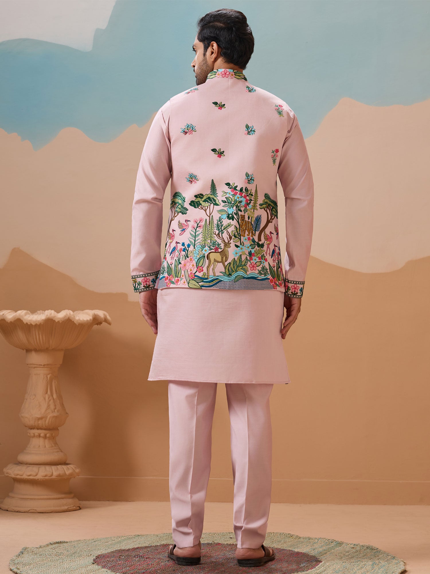 Pink Thread Embellished Festive Kurta Set