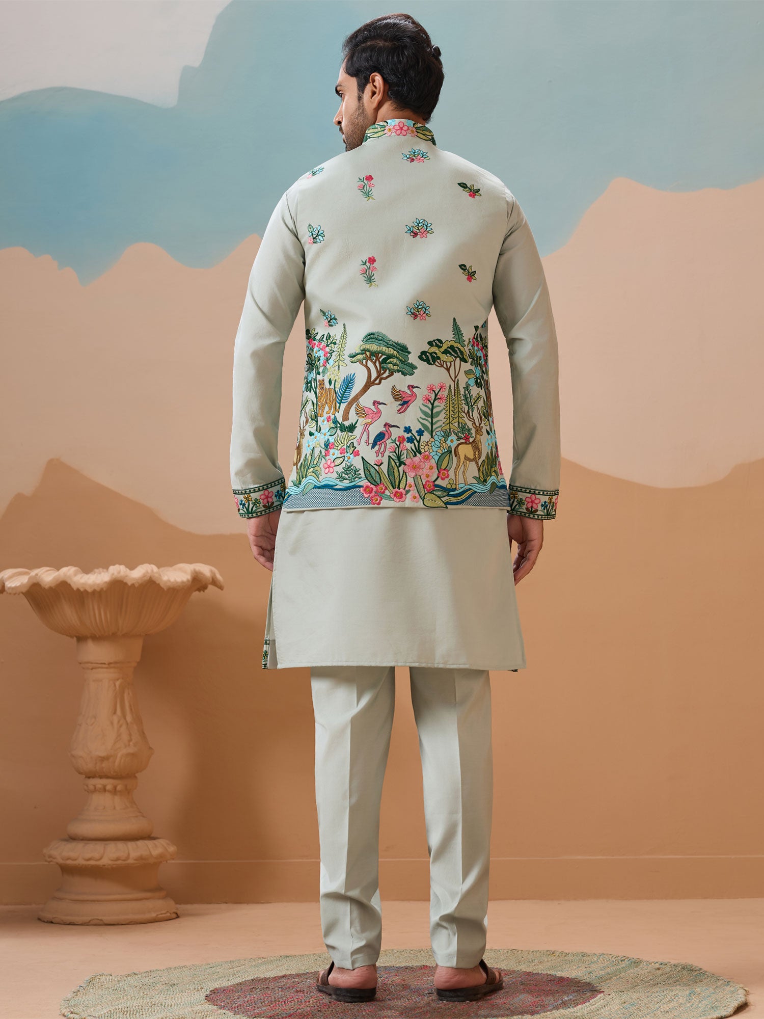 Sage Green Readymade Men's Kurta Pyjama