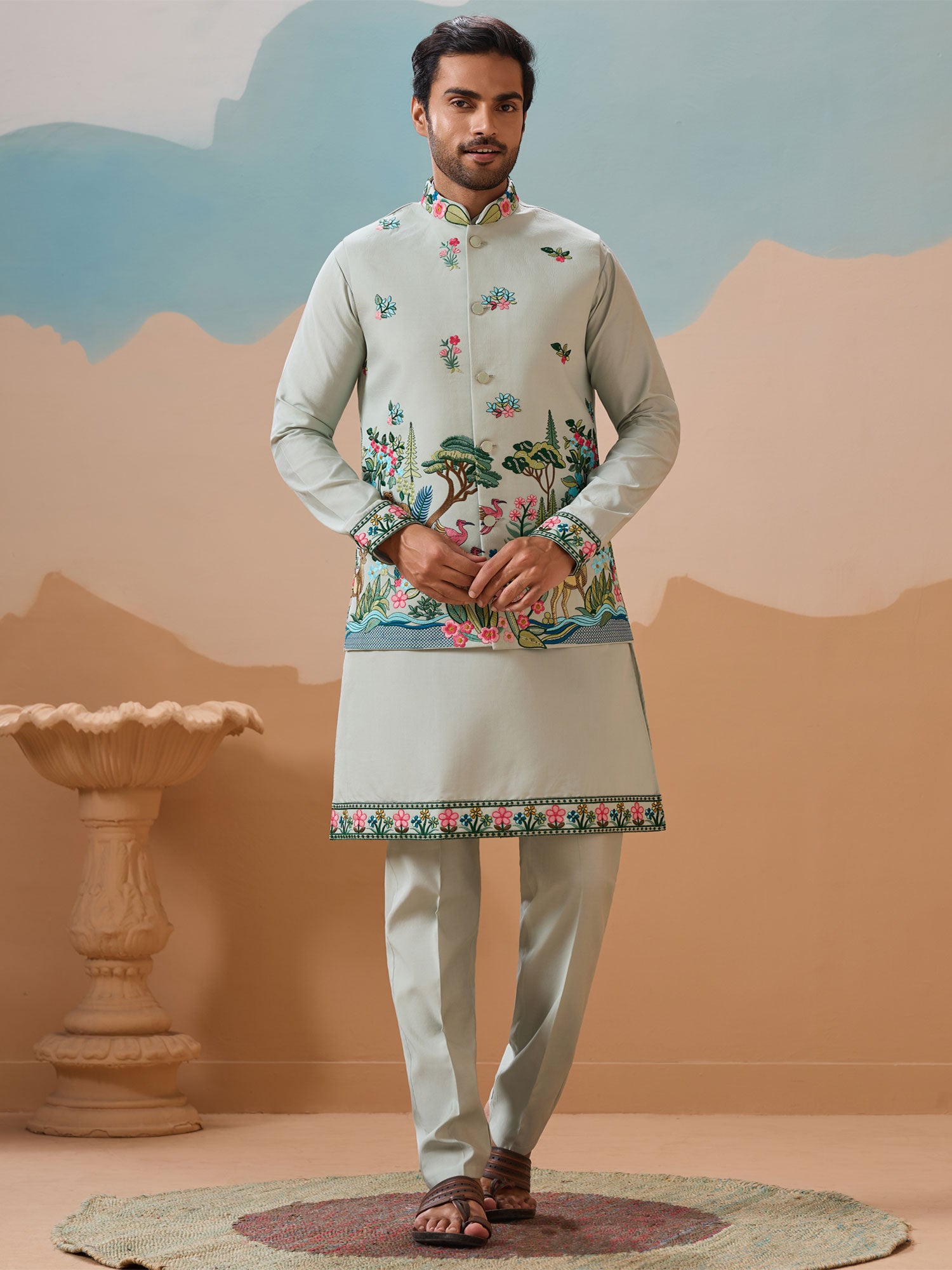 Sage Green Readymade Men's Kurta Pyjama