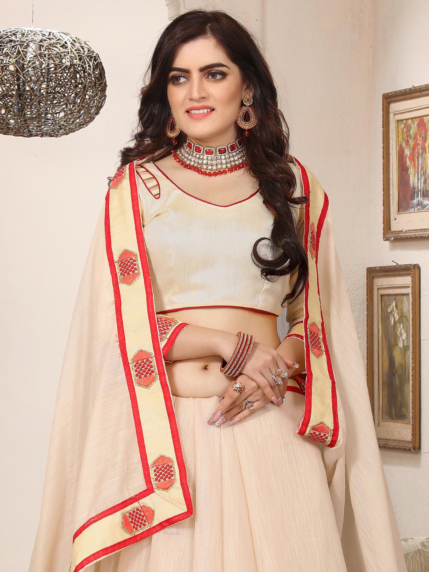 Peach Shaded Silk Saree With Zari Embroidery