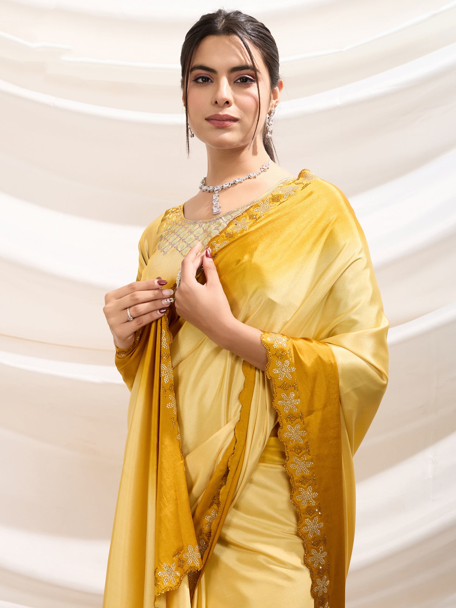Yellow Ombre Shaded Festive Saree