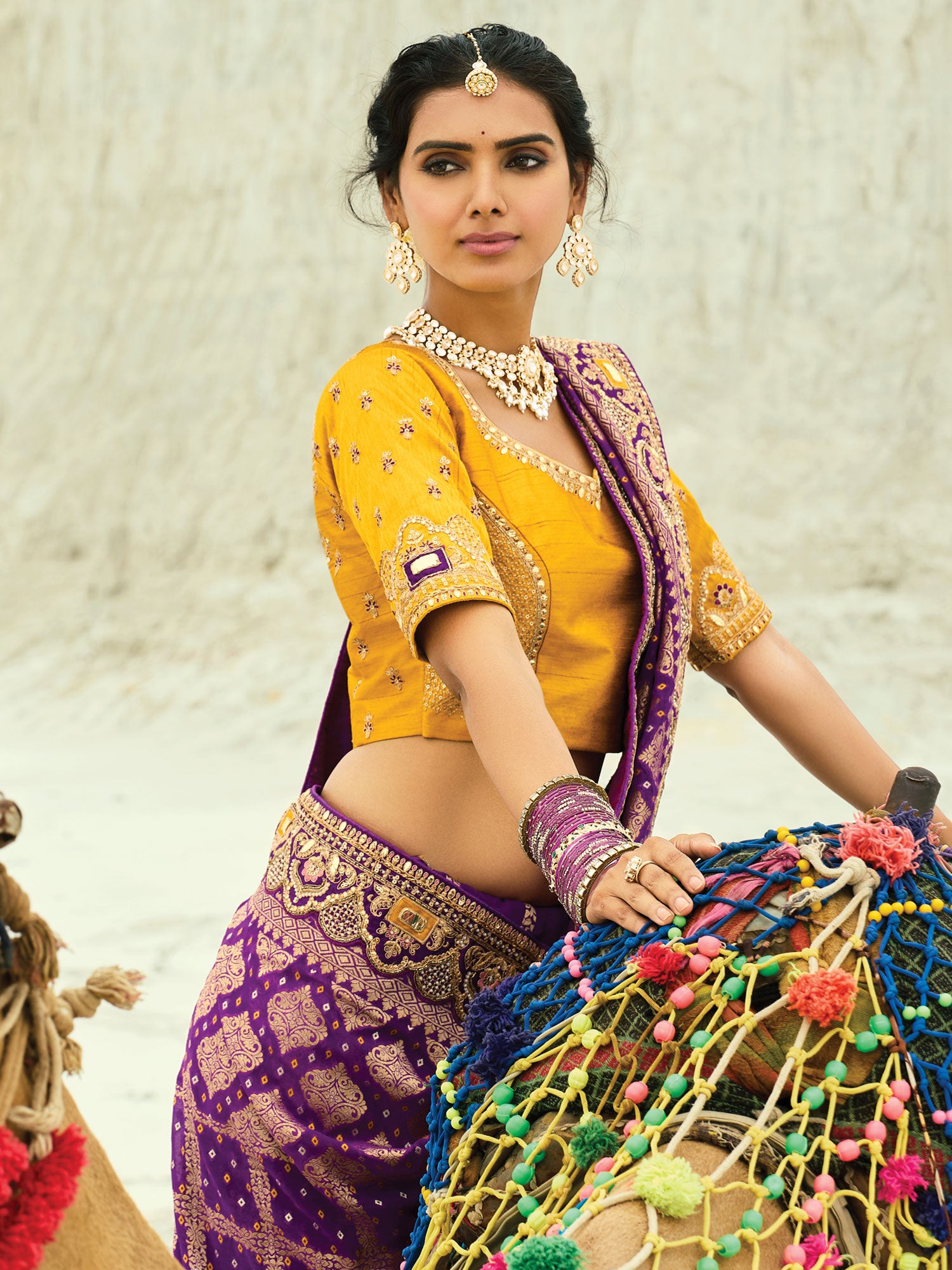 Purple Traditional Georgette Saree With Heavy Borders