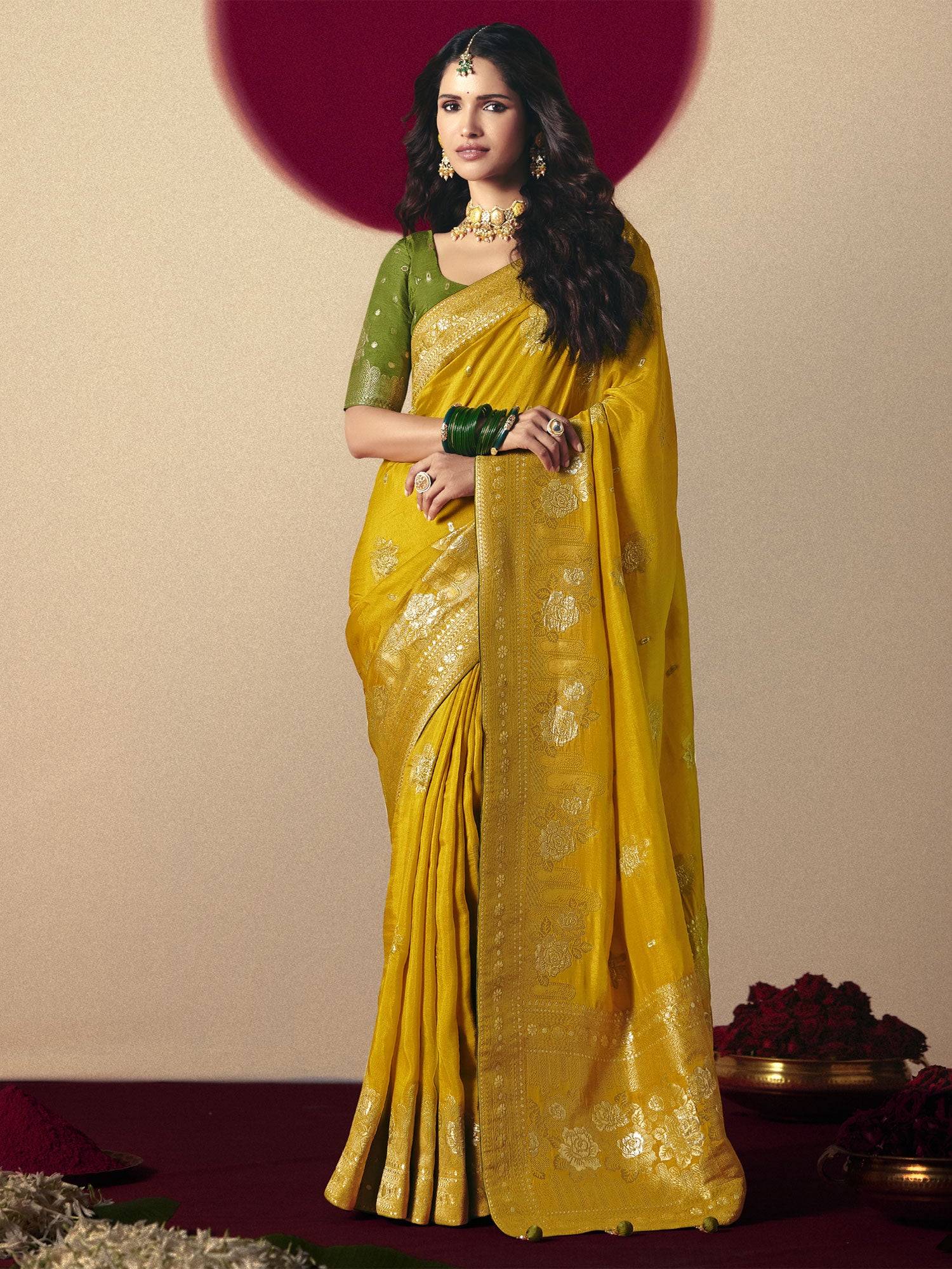 Honey Yellow Casual Saree In Zari Weaving