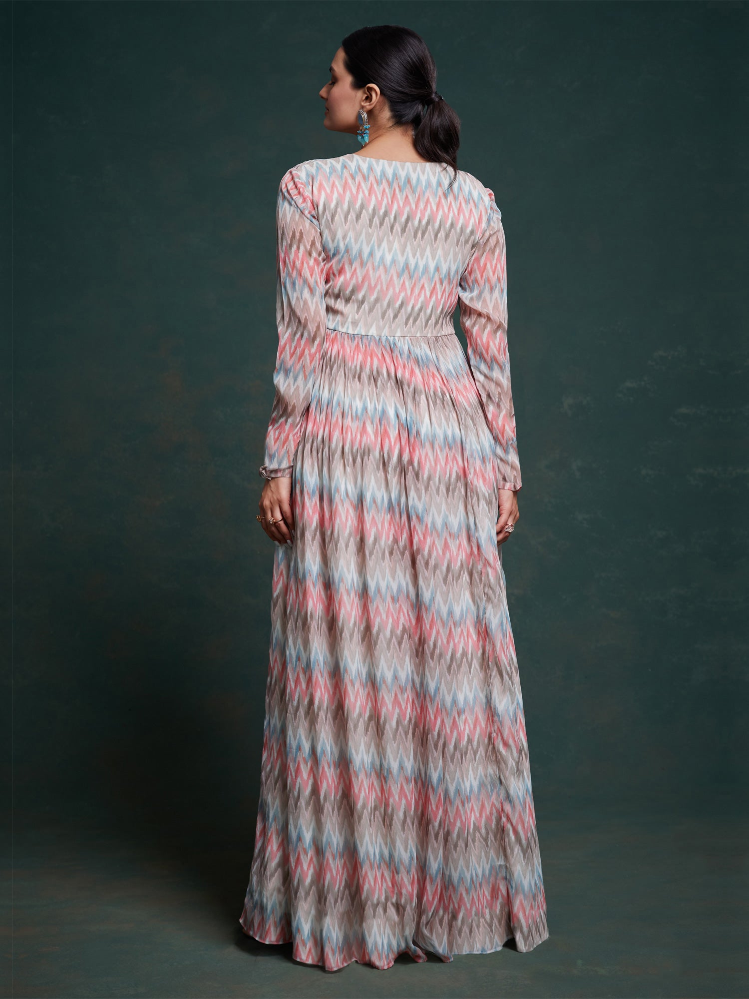 Multicolor Digital Printed Womens Gown In Georgette