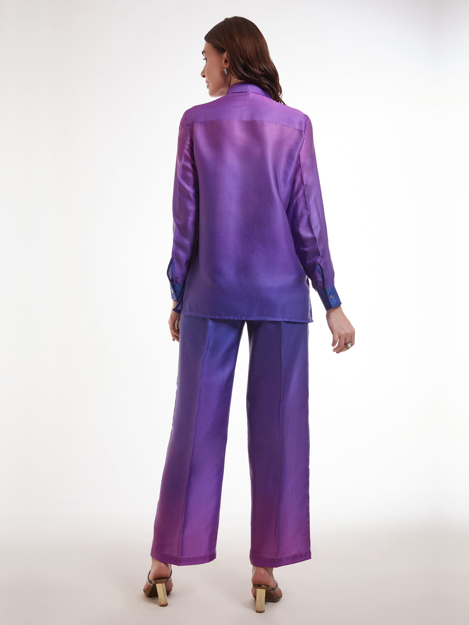 Purple Ombre Shaded Co-Ords Set In Silk