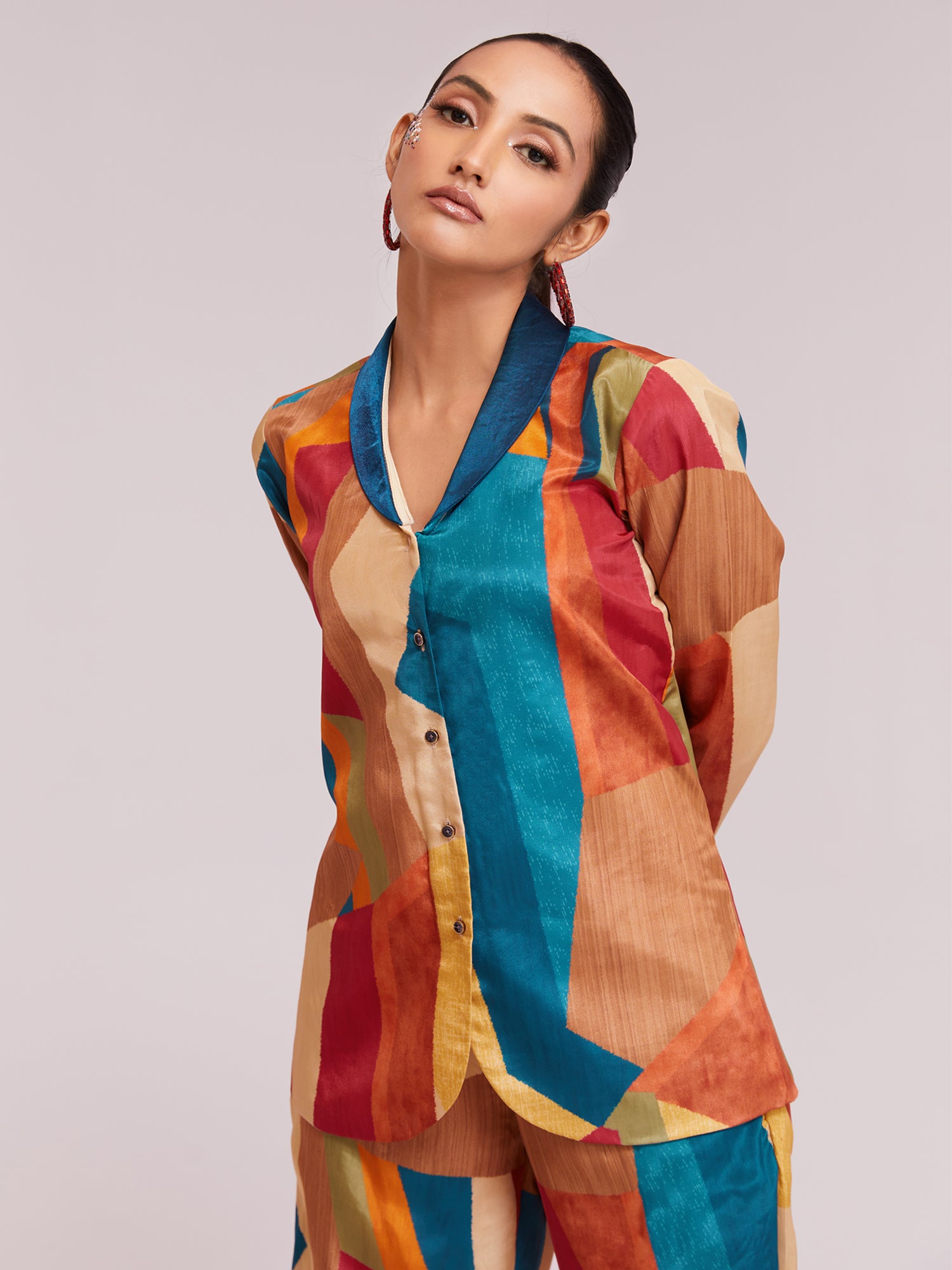 Multicolor Printed Co-Ord Set In Crepe