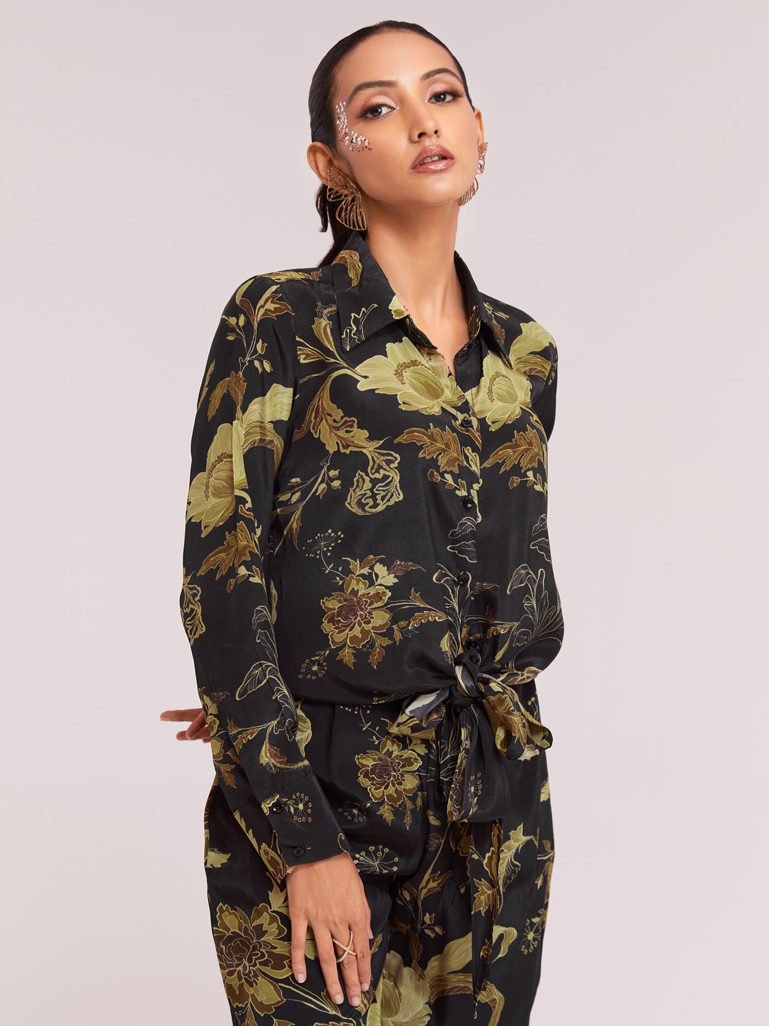 Black Floral Printed Women Co-Ord Set