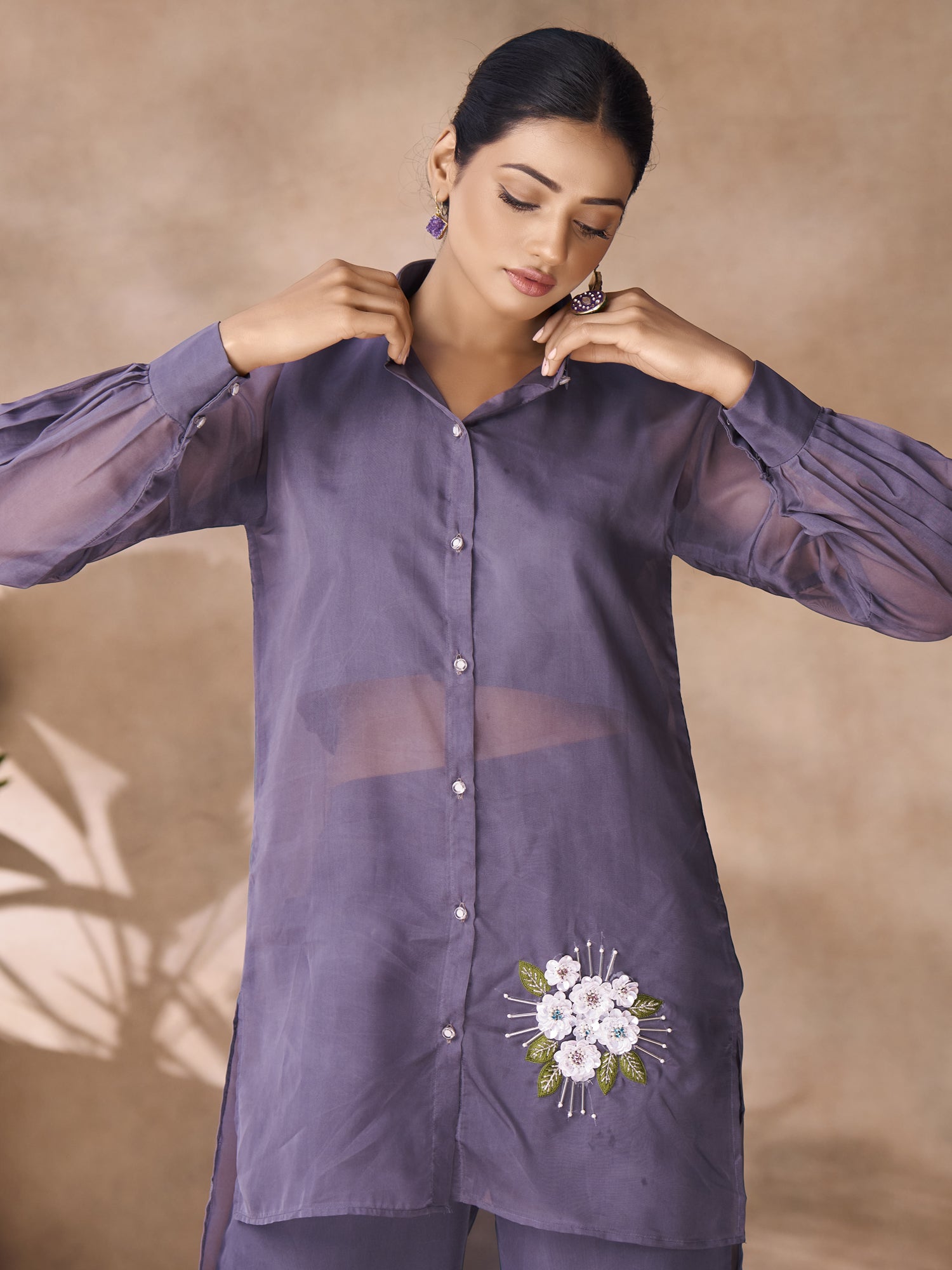 Heather Purple Party Wear Co-Ord Set