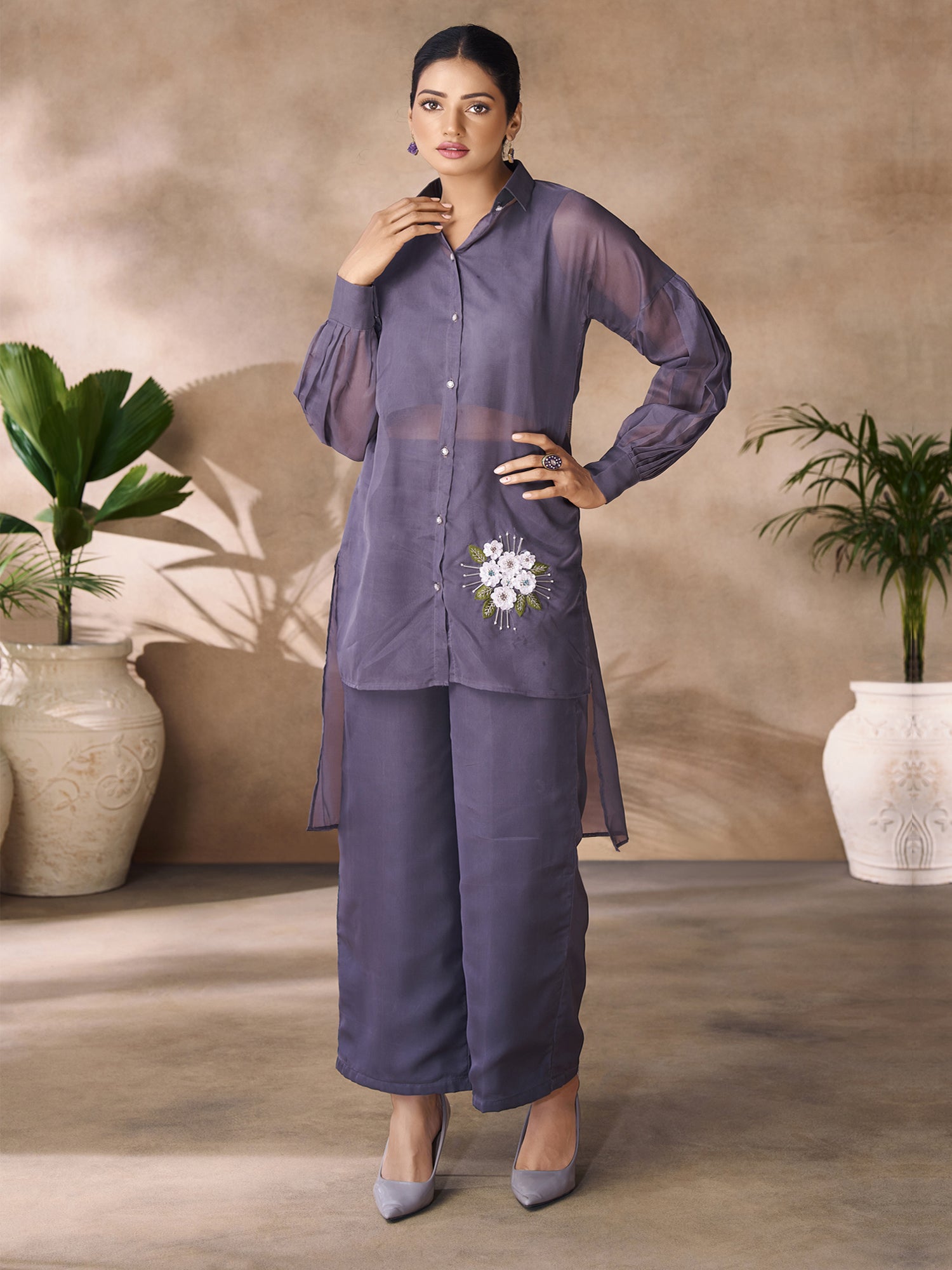 Heather Purple Party Wear Co-Ord Set