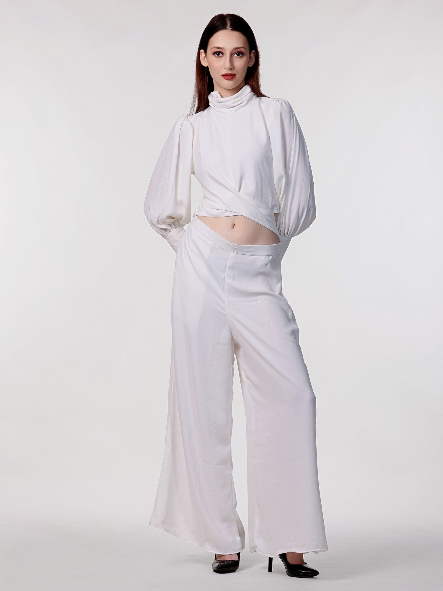 White Women's Wear Stylish Top With Palazzo