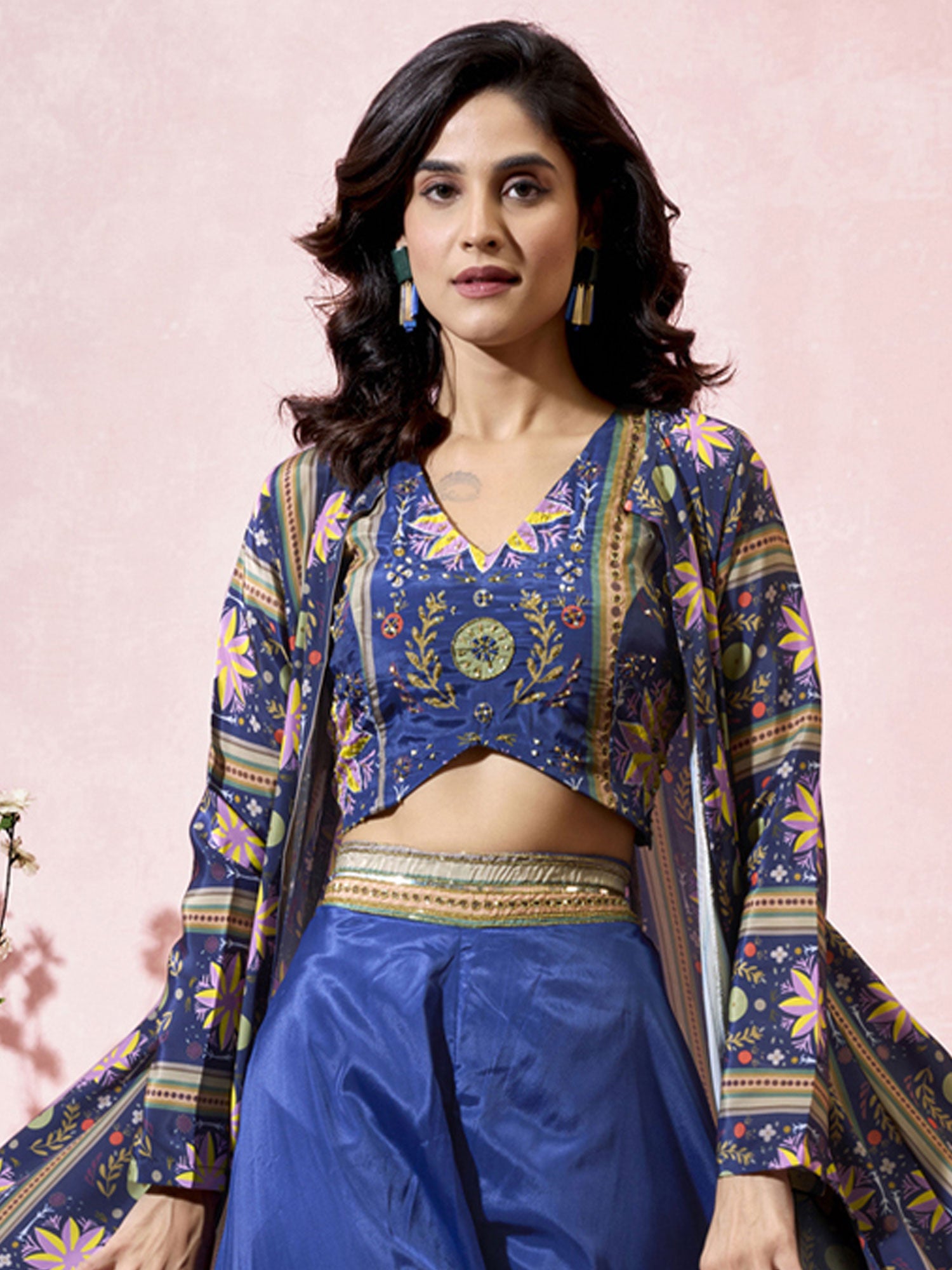 Blue Floral Printed Dress For Womens
