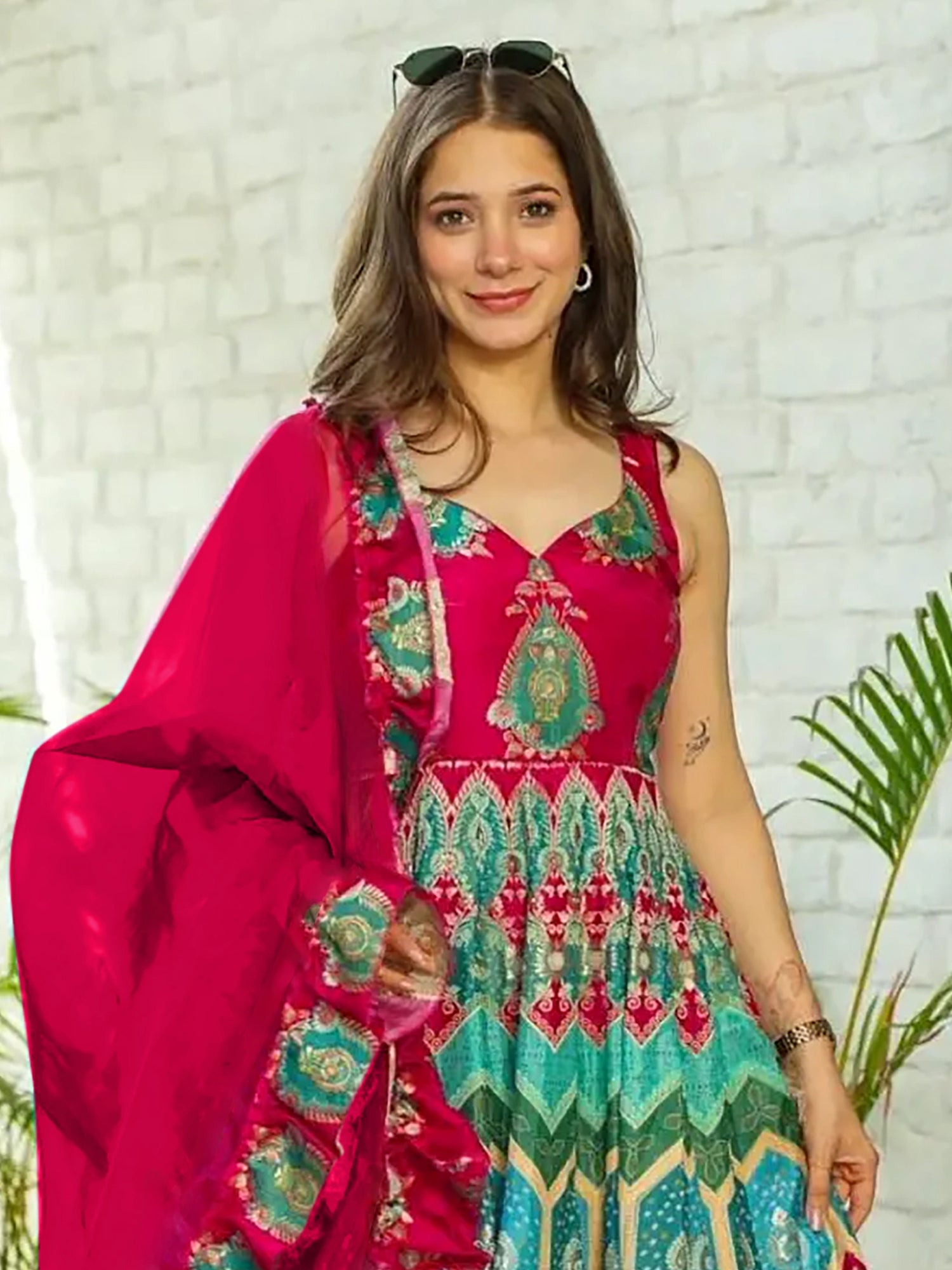 Multicolor Digital Printed Anarkali Suit With Dupatta