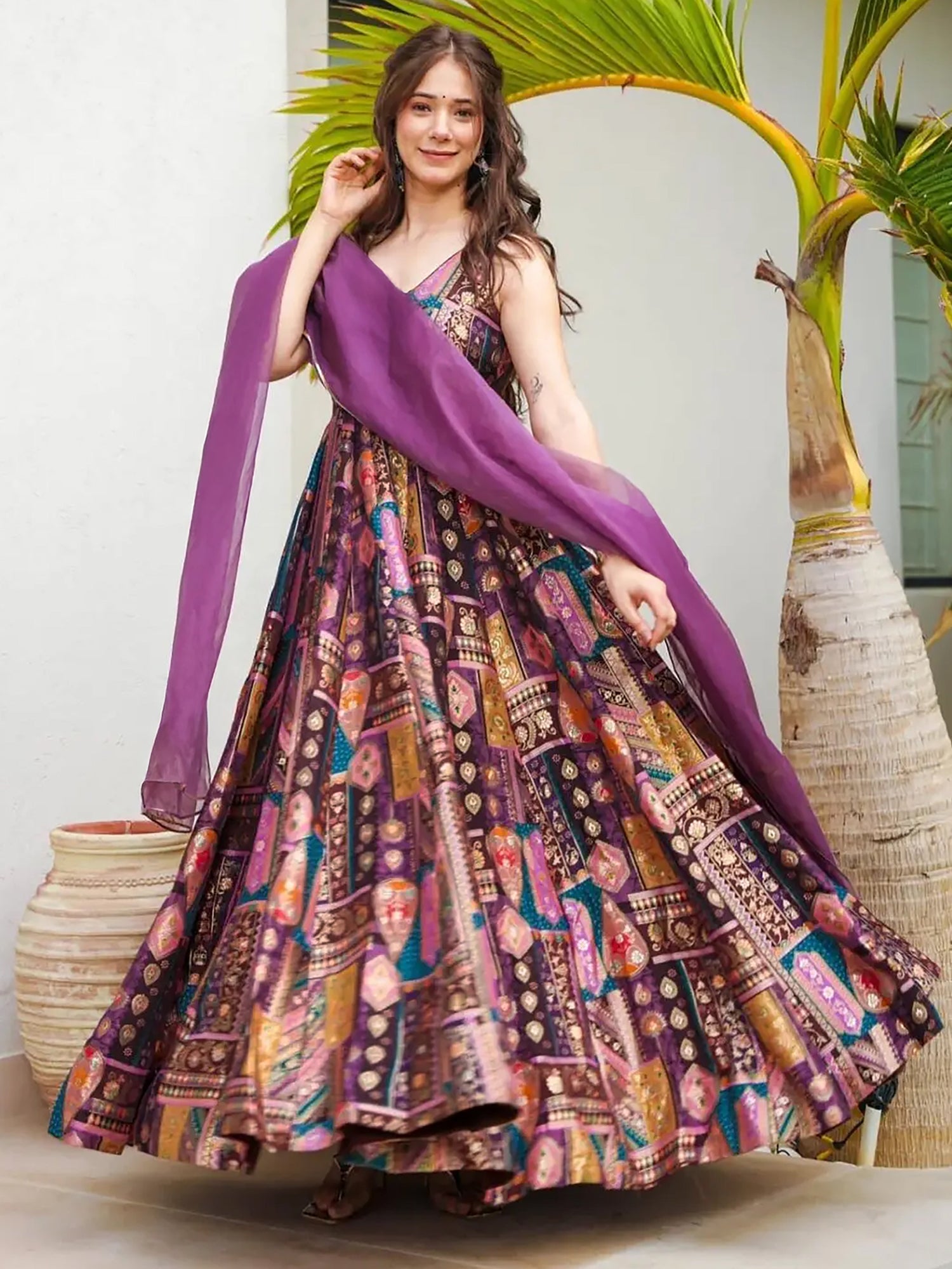 Multicolor Readymade Salwar Kameez In Anarkali Style