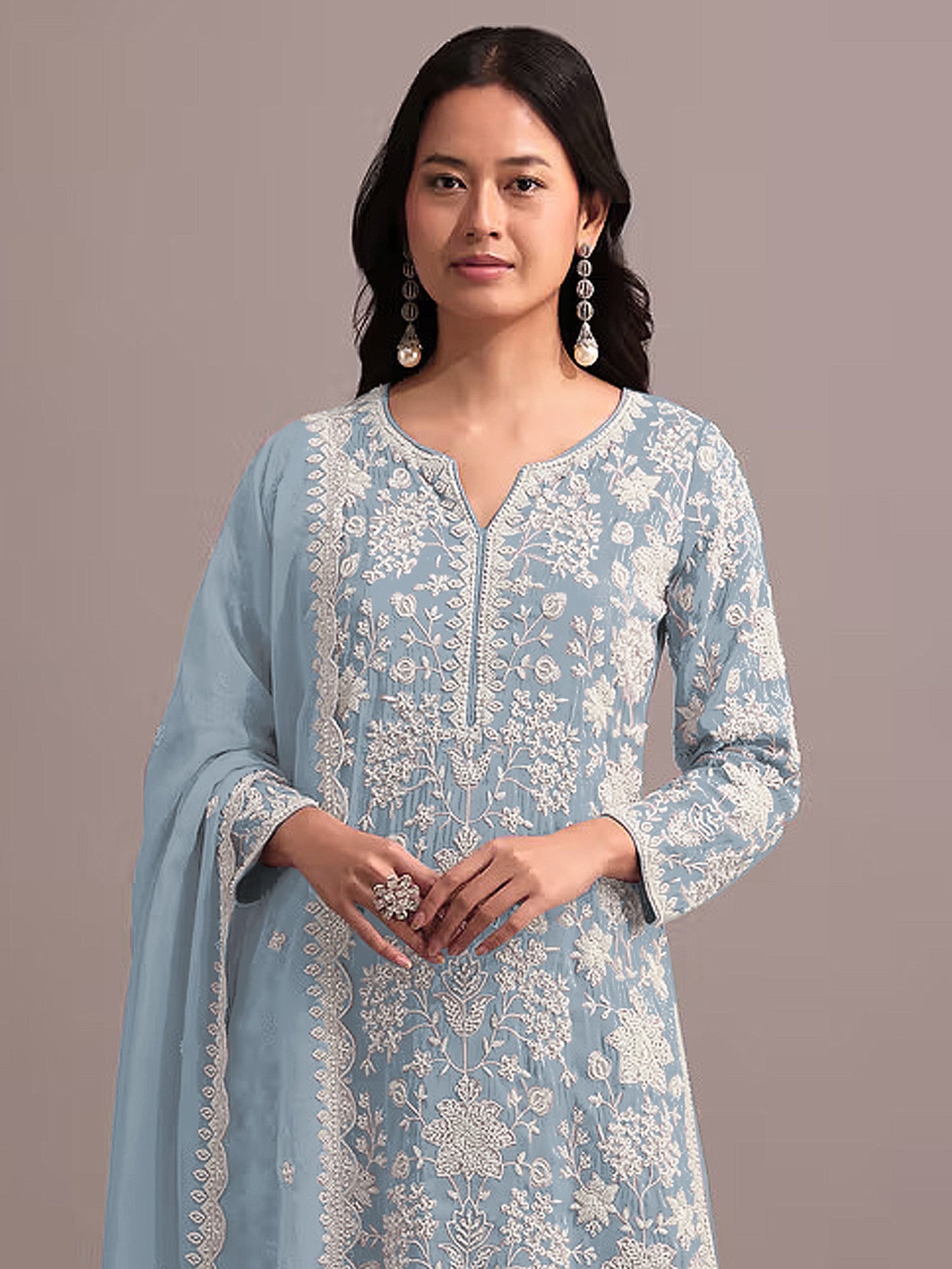 Blue Georgette Salwar Kameez With Dupatta