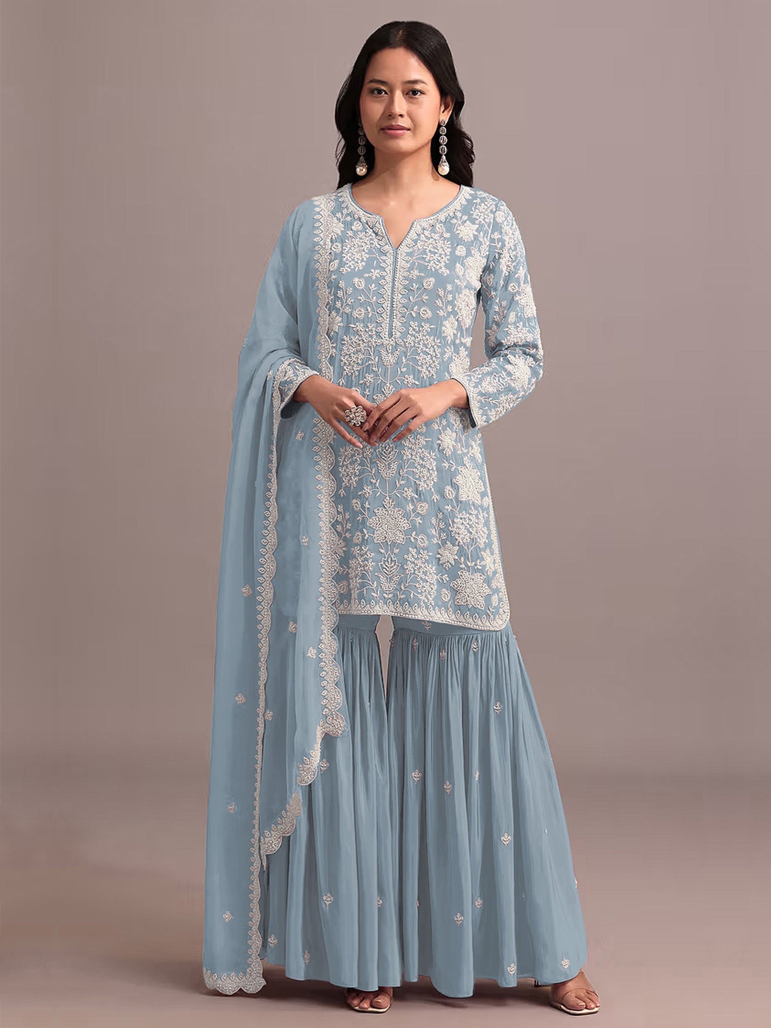 Blue Georgette Salwar Kameez With Dupatta