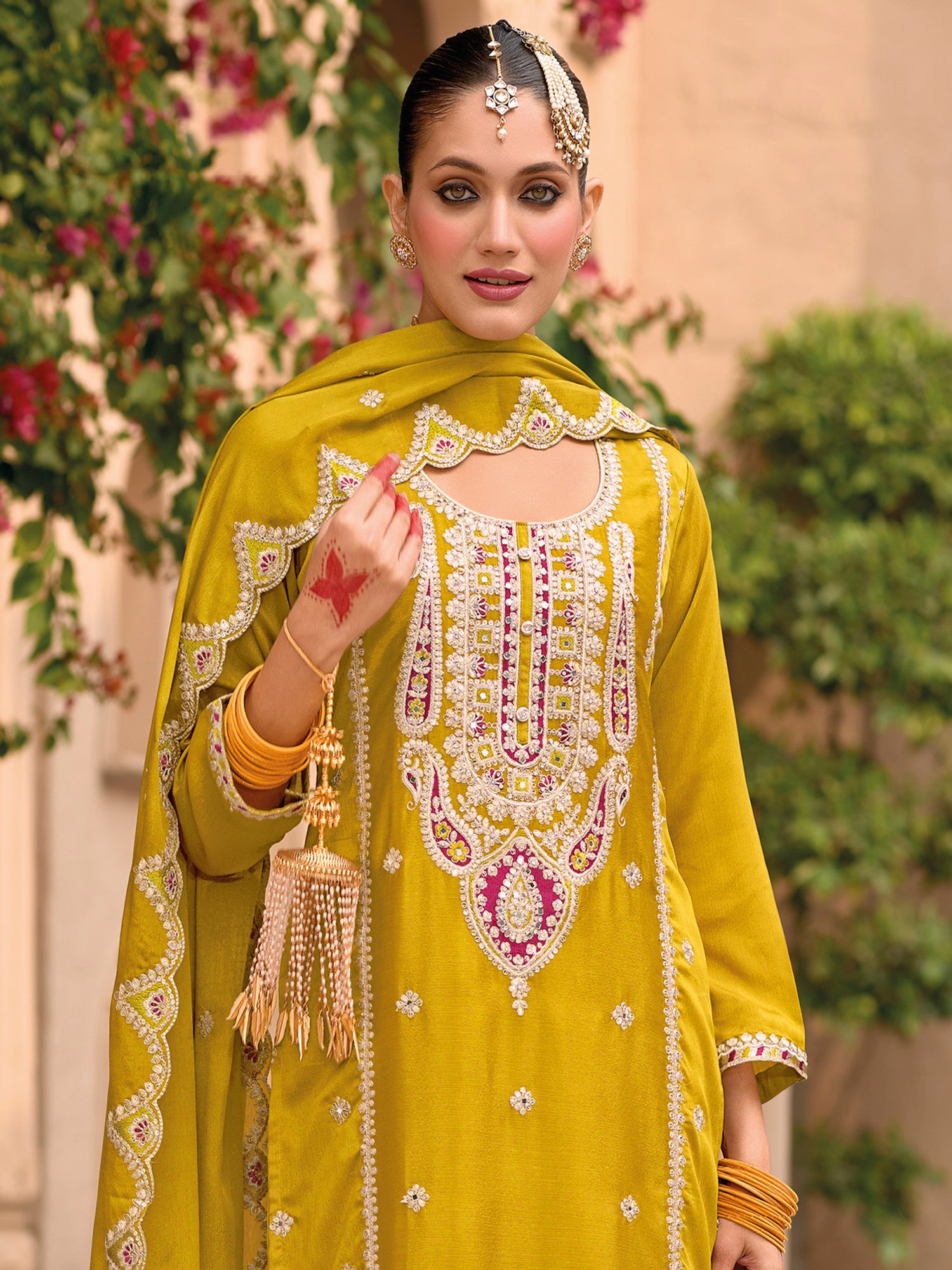 Yellow Pakistani Salwar Suit With Long Kameez