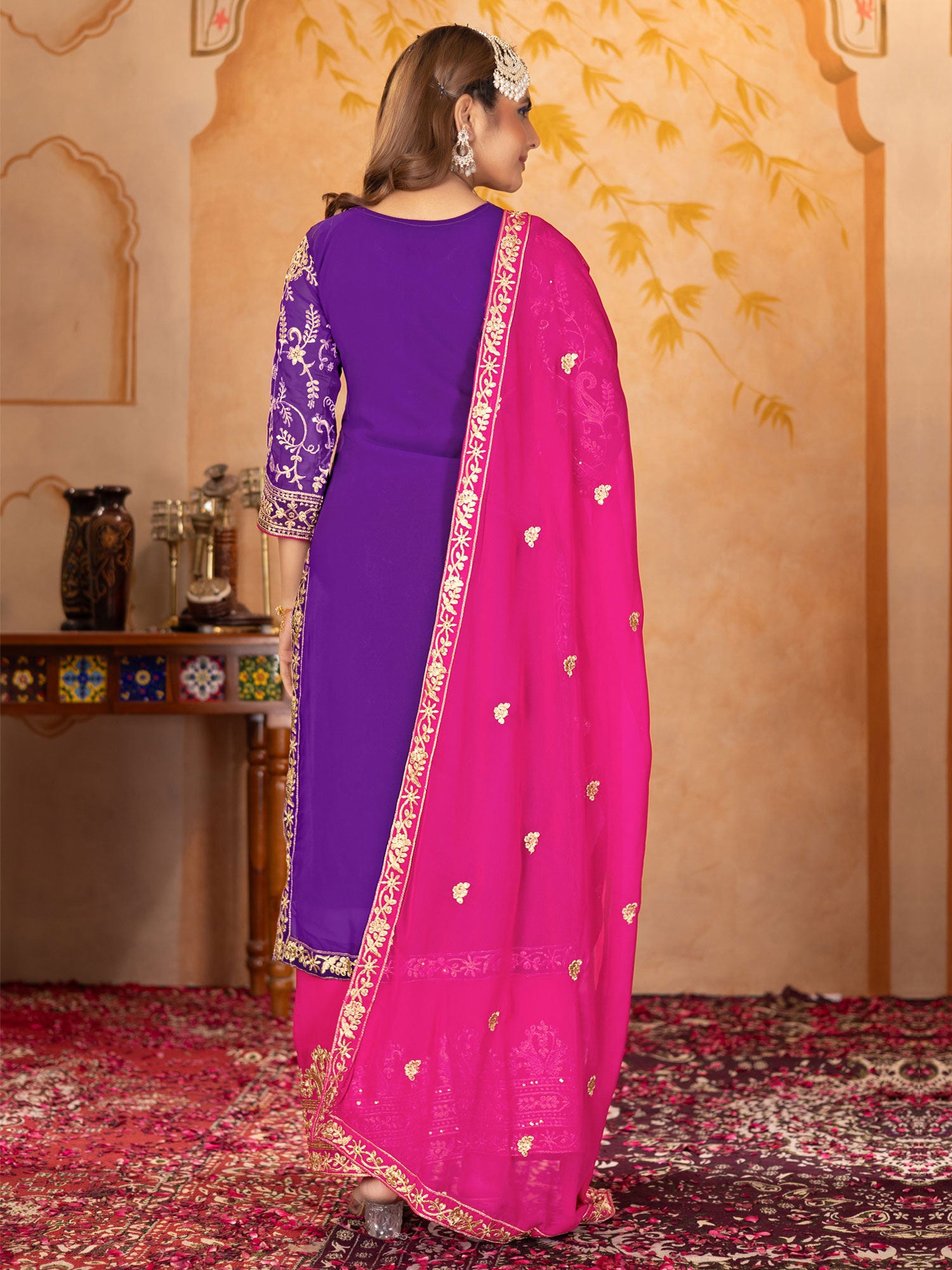 Royal Purple Zari Embroidered Salwar Kameez