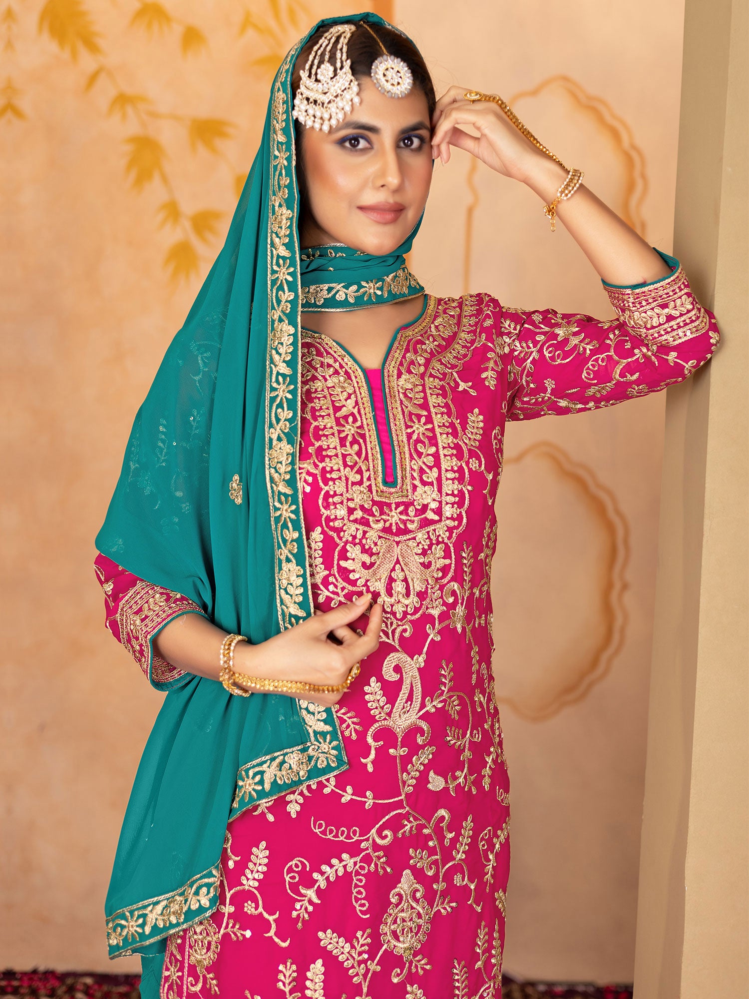 Hot Pink Pakistani Style Festive Salwar Suit