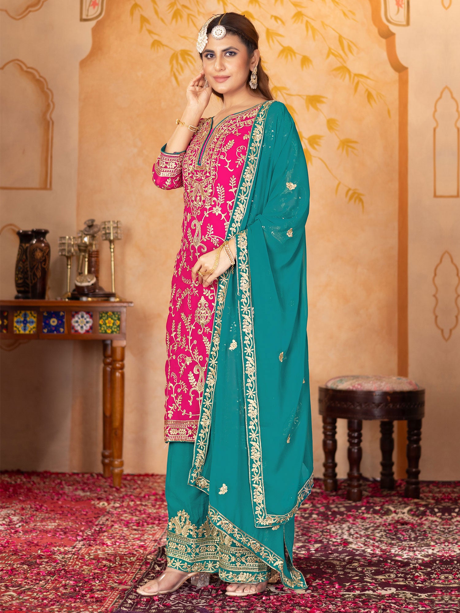 Hot Pink Pakistani Style Festive Salwar Suit