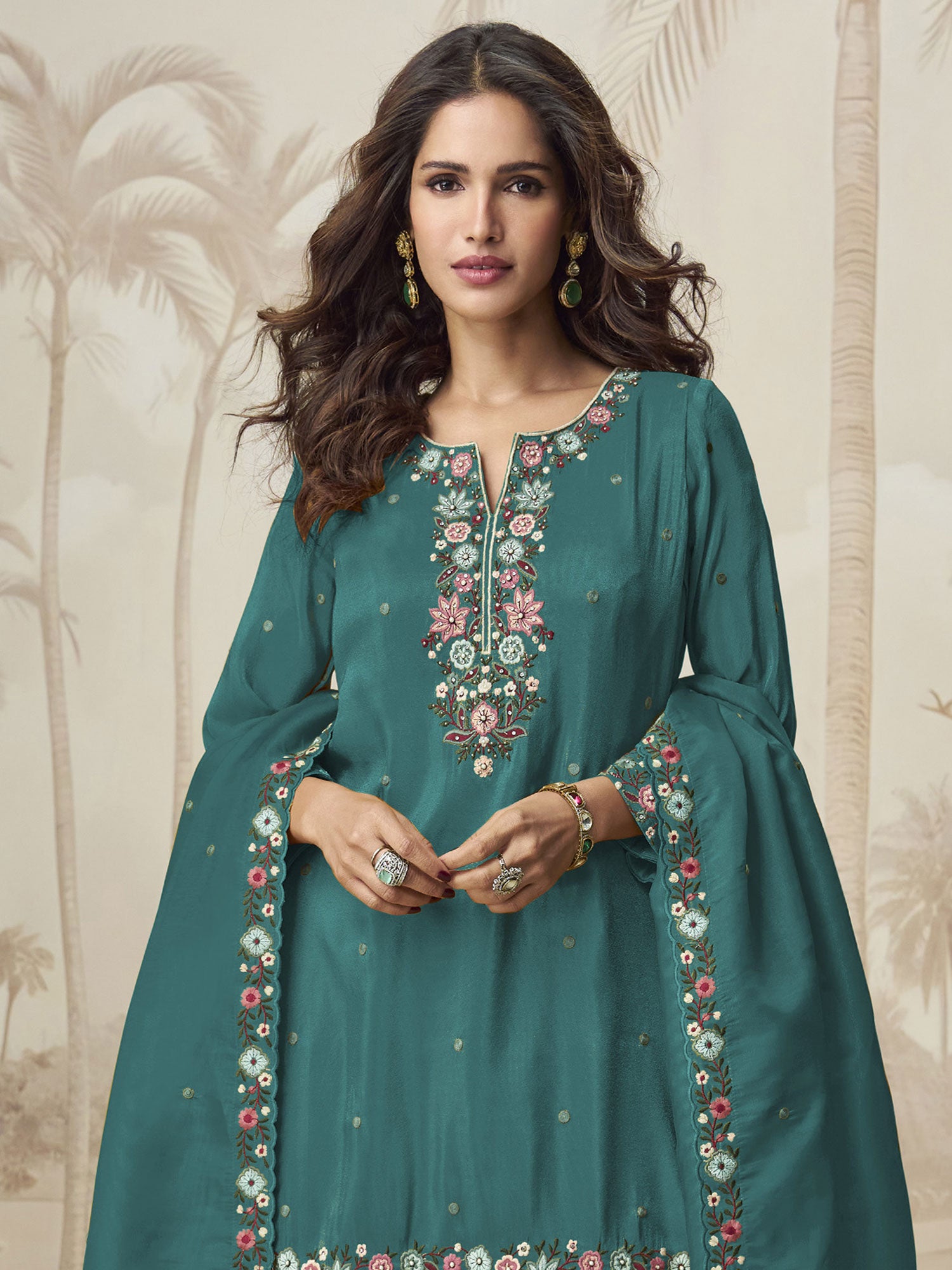 Rama Green Thread Work Enhanced Salwar Suit