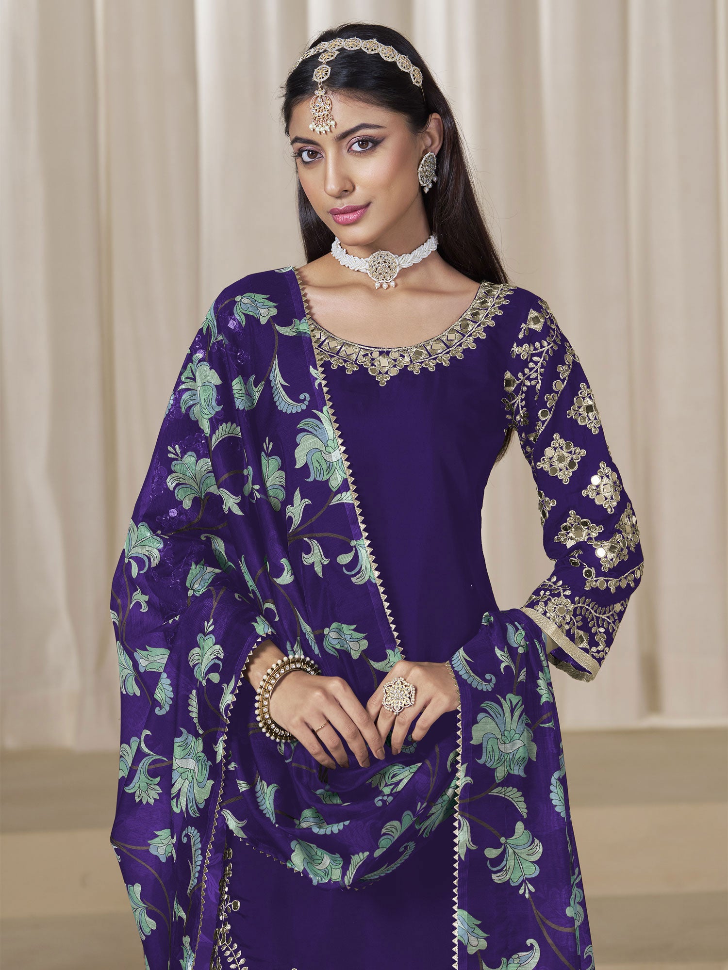 Indigo Purple Party Punjabi Style Salwar Kameez