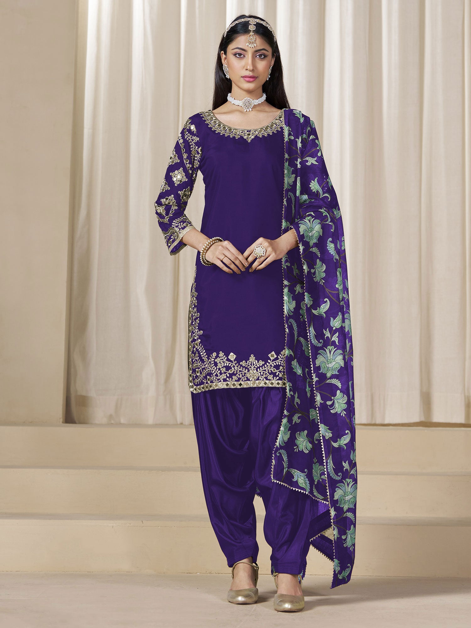 Indigo Purple Party Punjabi Style Salwar Kameez