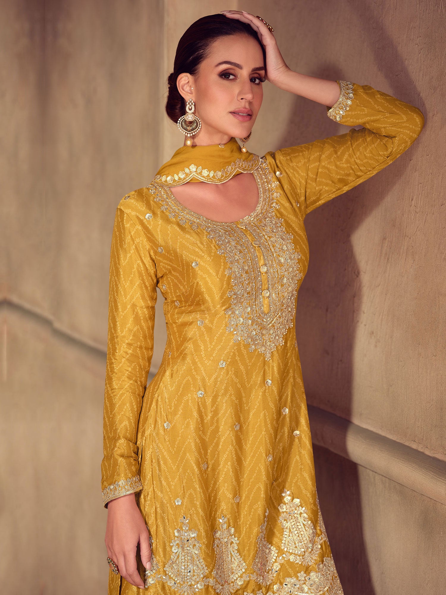 Honey Yellow Heavy Zari Embroidered Salwar Kameez