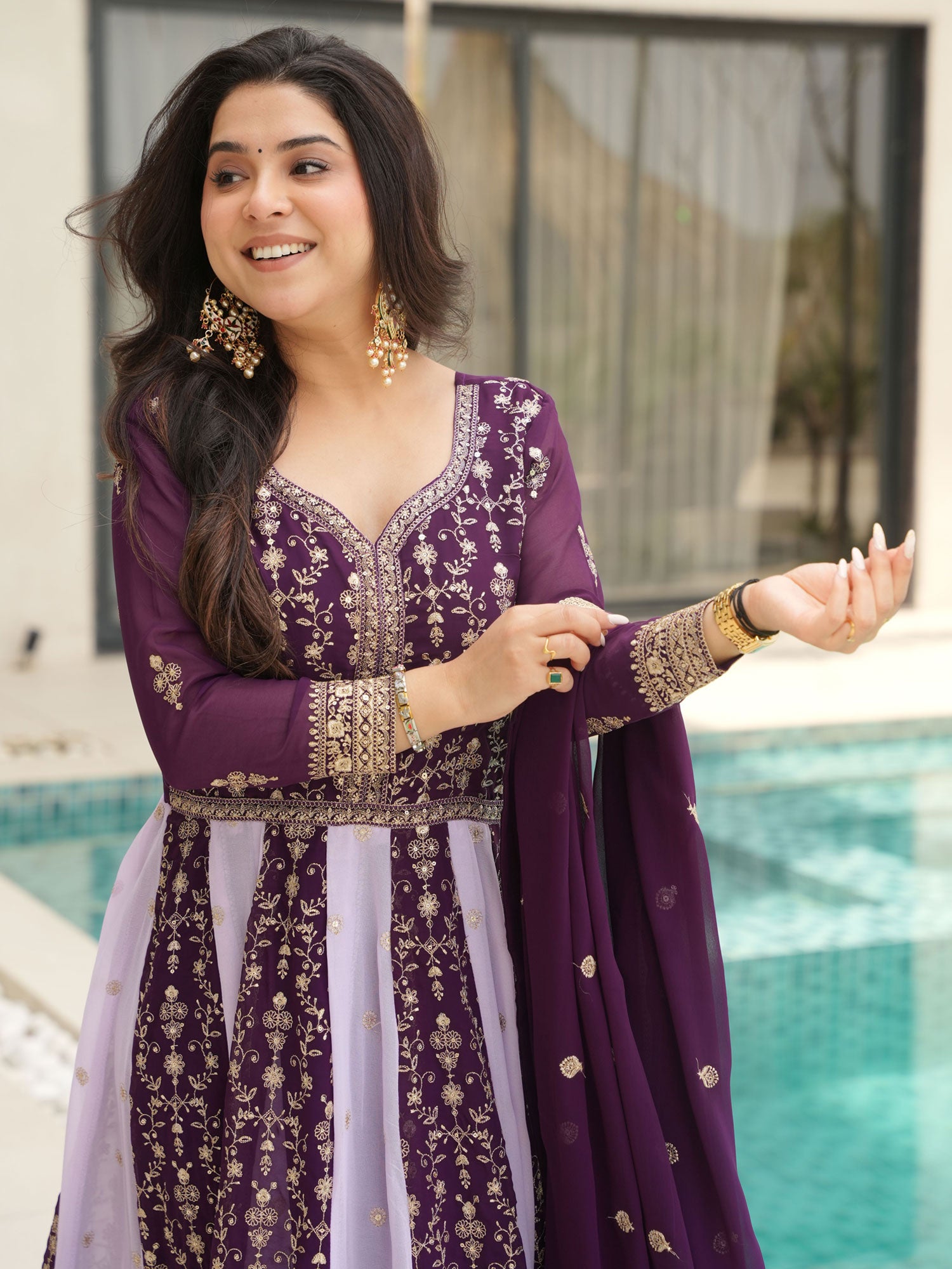 Dark Purple Wedding Salwar Suit In Heavy Embroidery