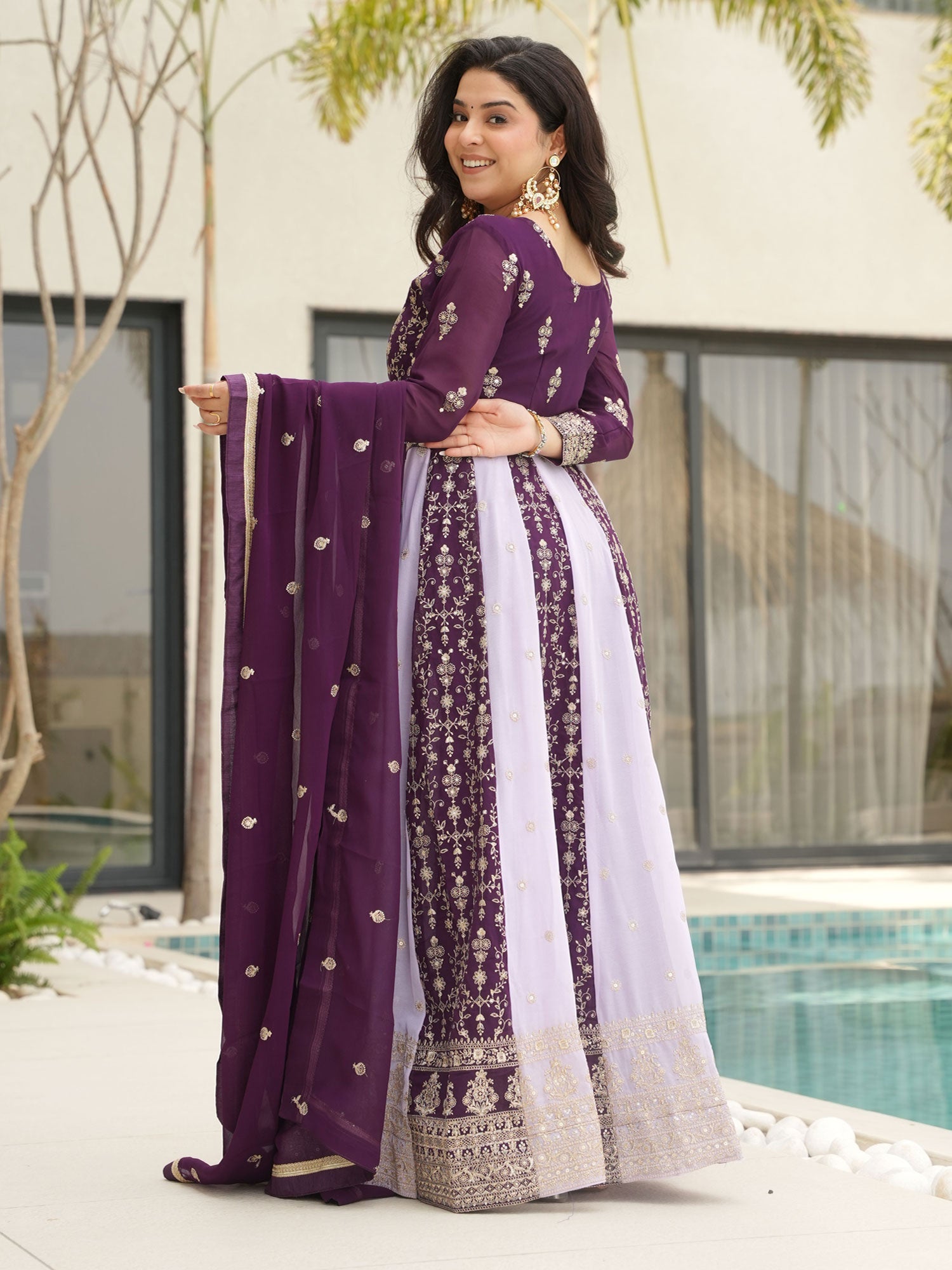 Dark Purple Wedding Salwar Suit In Heavy Embroidery
