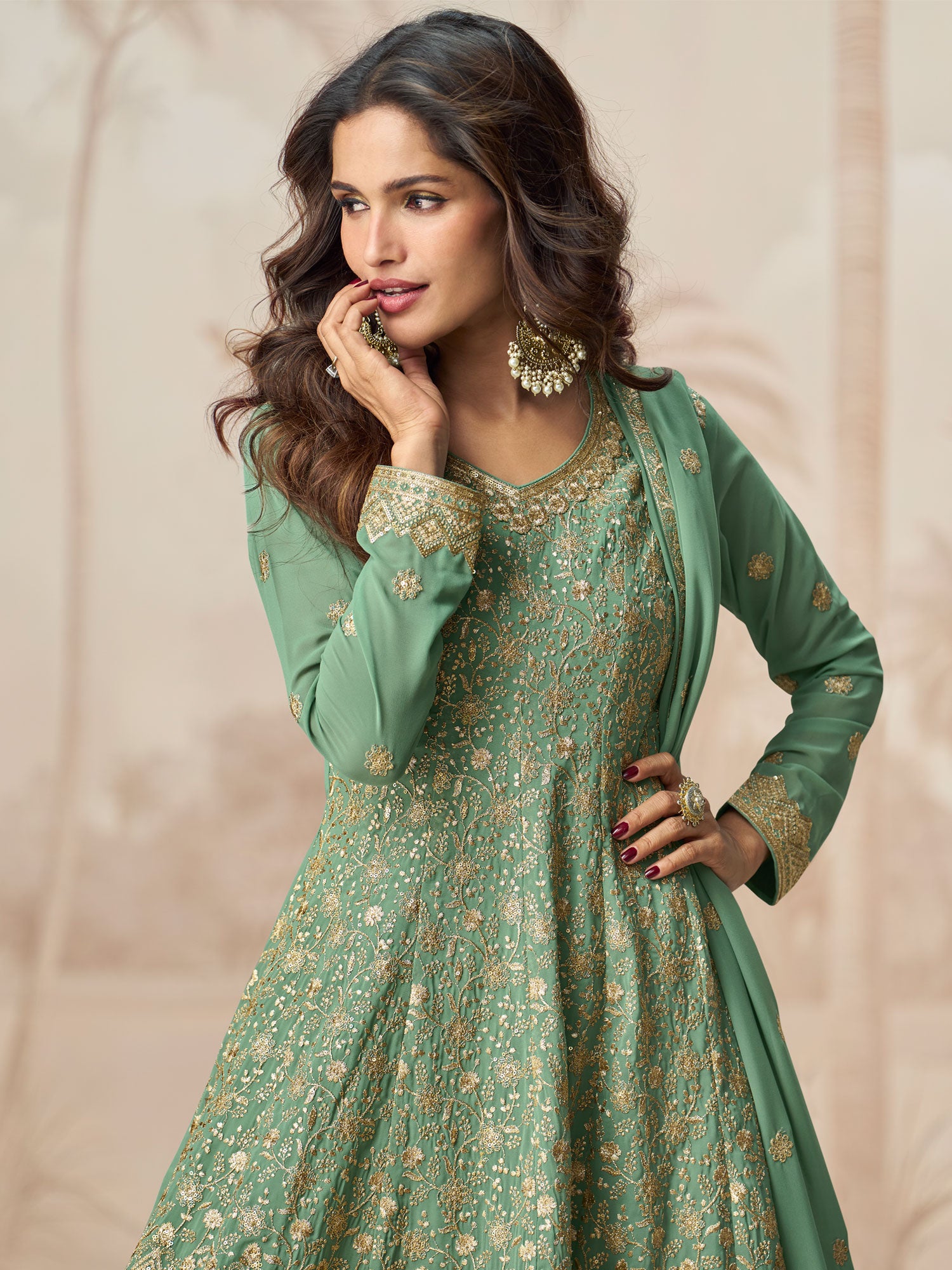 Green Heavy Zari Embellished Wedding Salwar Kameez