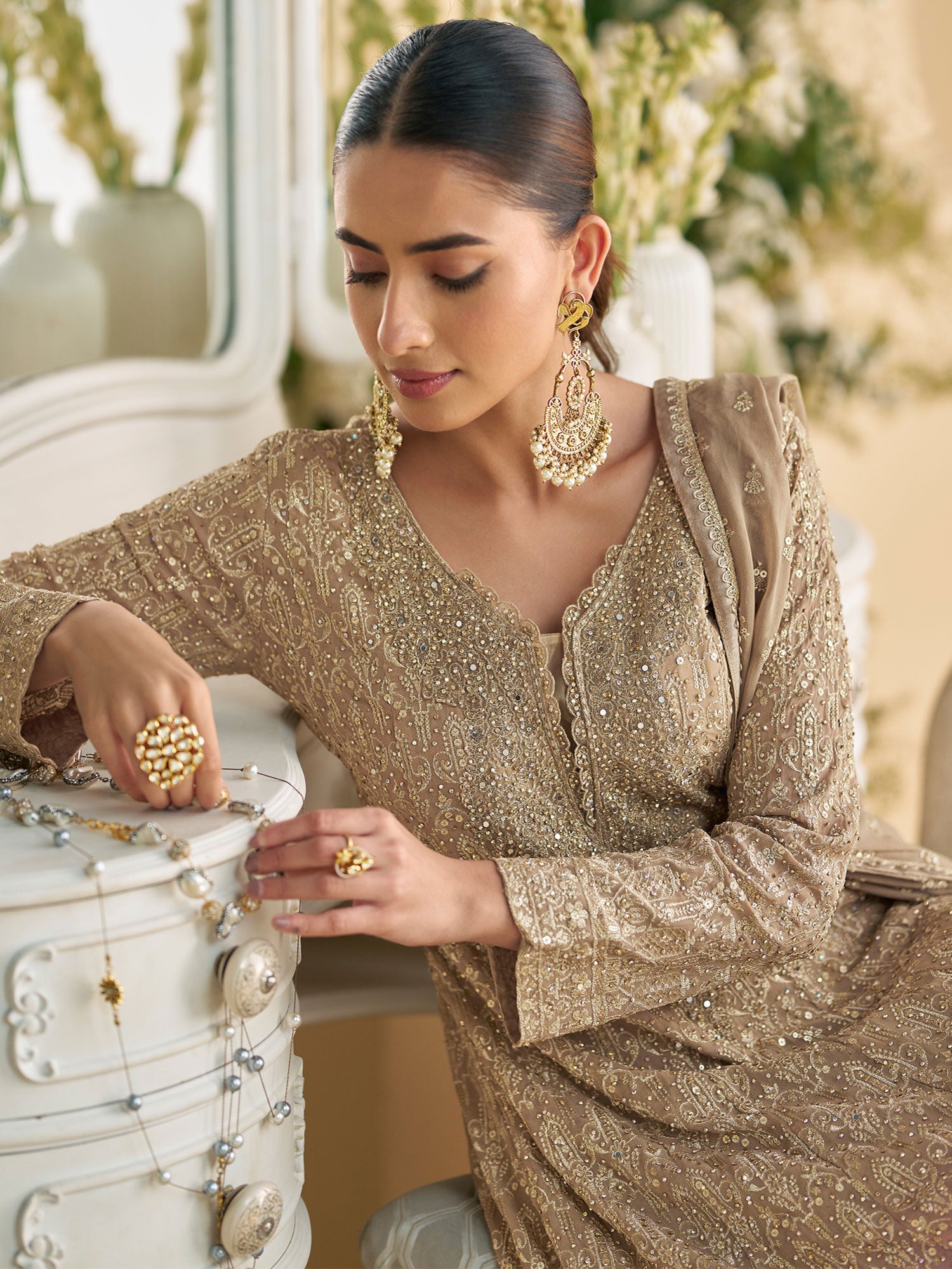 Beige And Pink Shaded Salwar Kameez In Pakistani Style