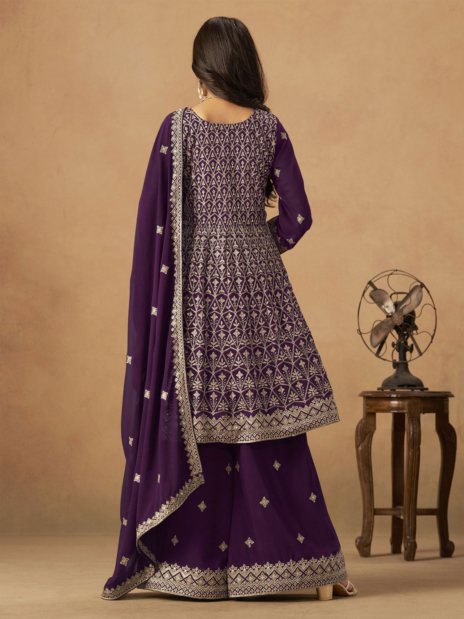 Purple Party Wear Salwar Kameez In Georgette