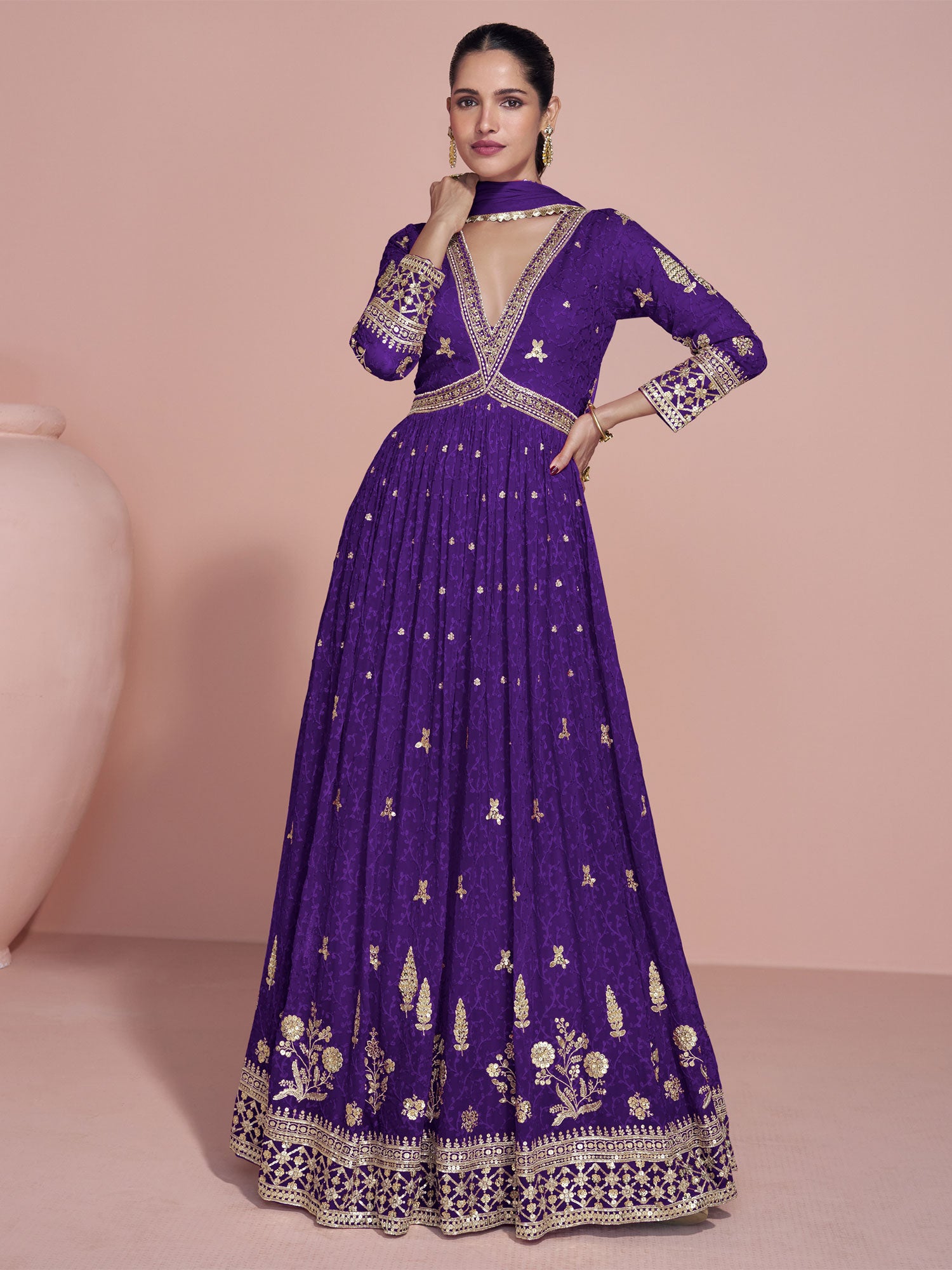 Purple Party Wear Salwar Suit In Anarkali Style