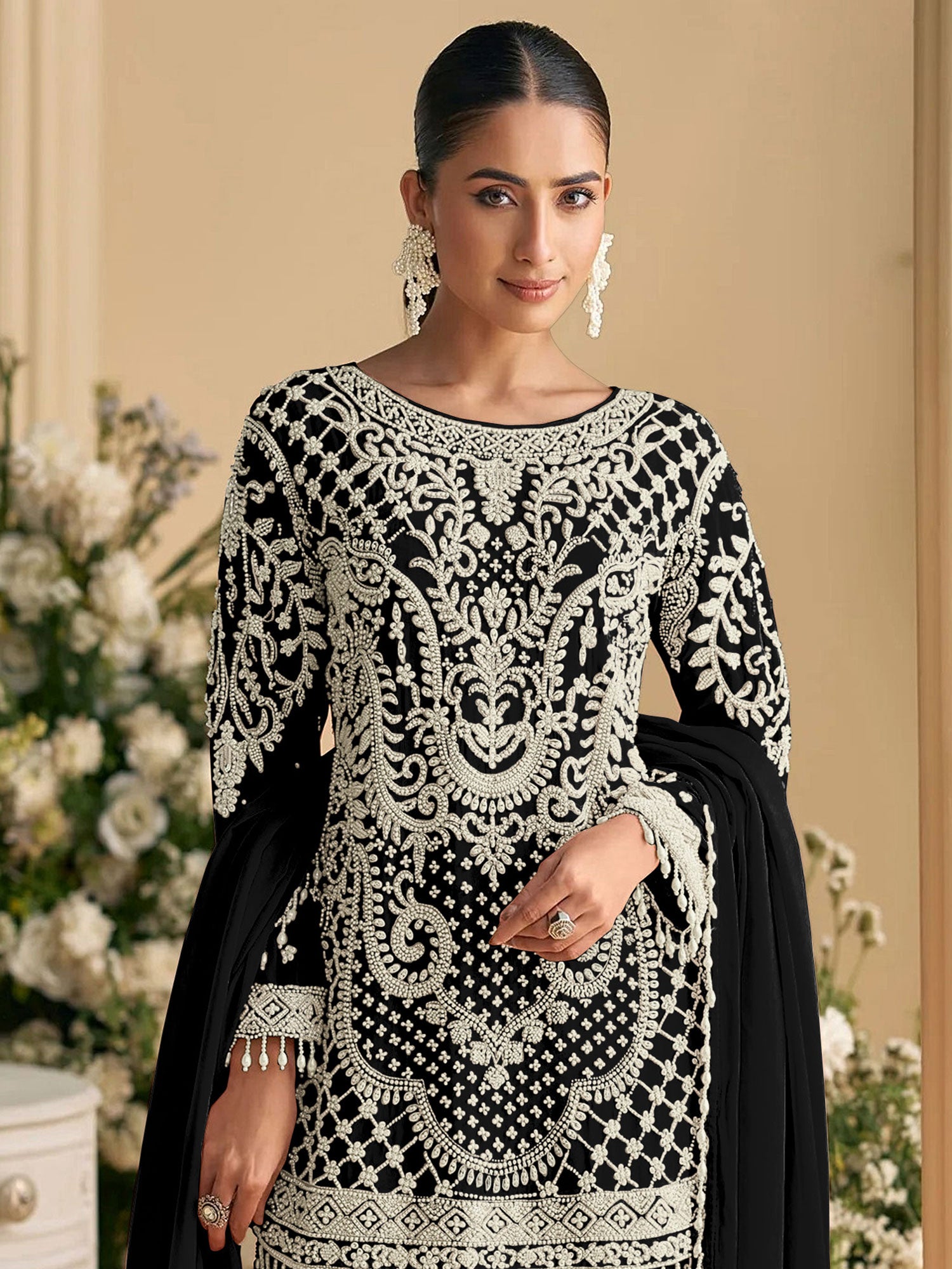 Black Hand Work Salwar Suit In Pakistani Style