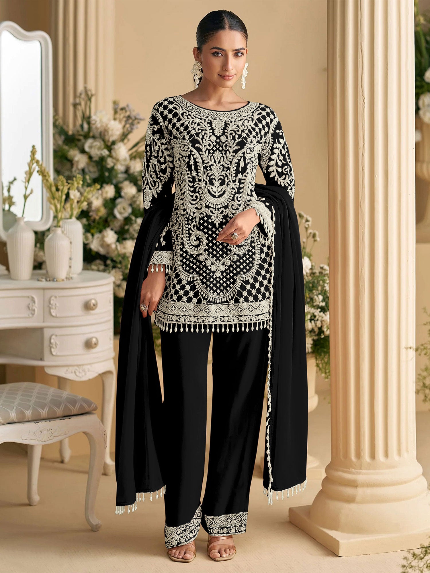 Black Hand Work Salwar Suit In Pakistani Style