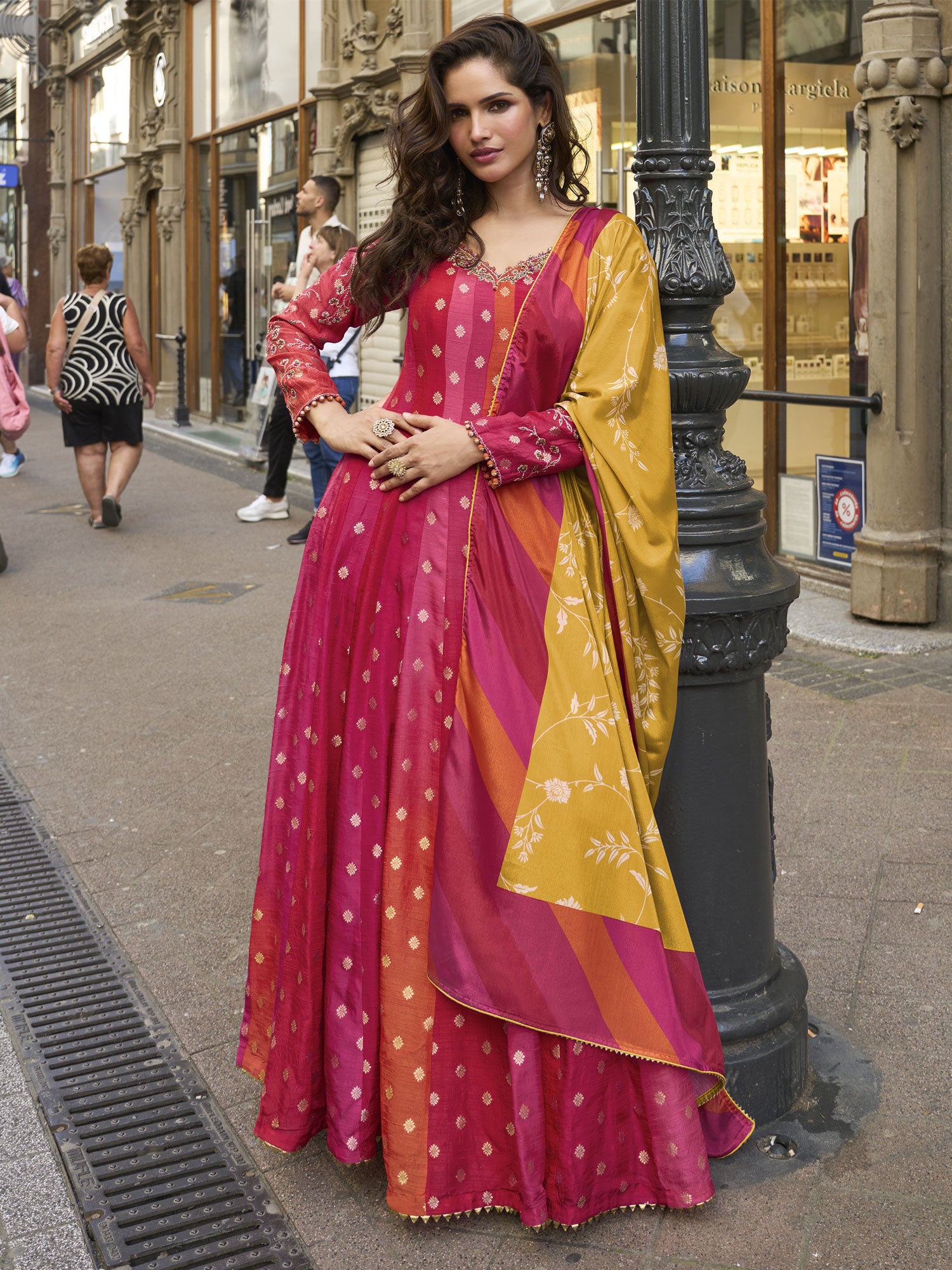 Multicolor Festive Wear Silk Salwar Kameez