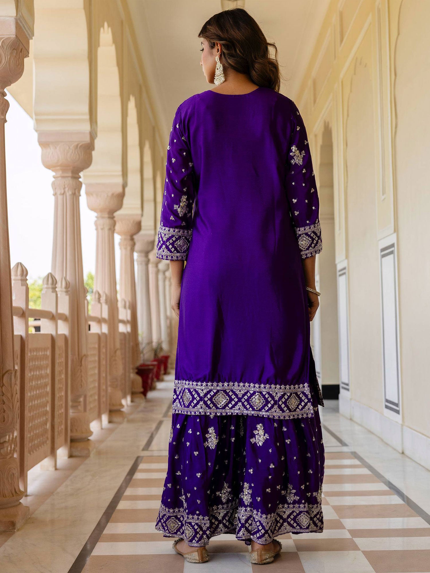 Royal Purple Pakistani Salwar Suit In Zari Work