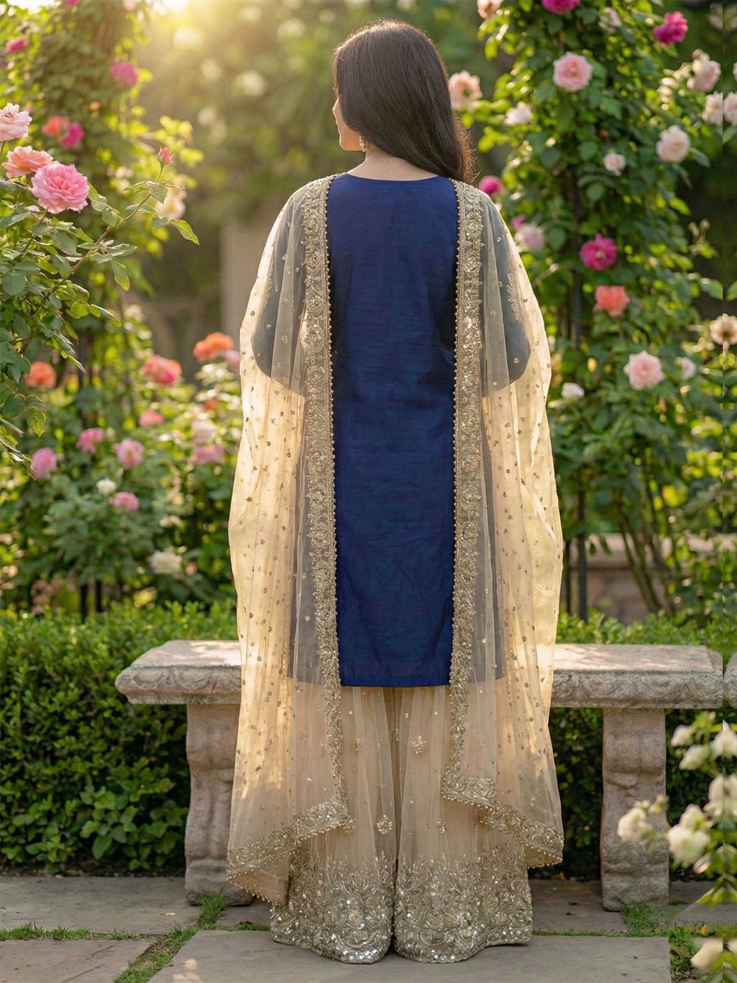 Blue Readymade Pakistani Style Salwar Suit